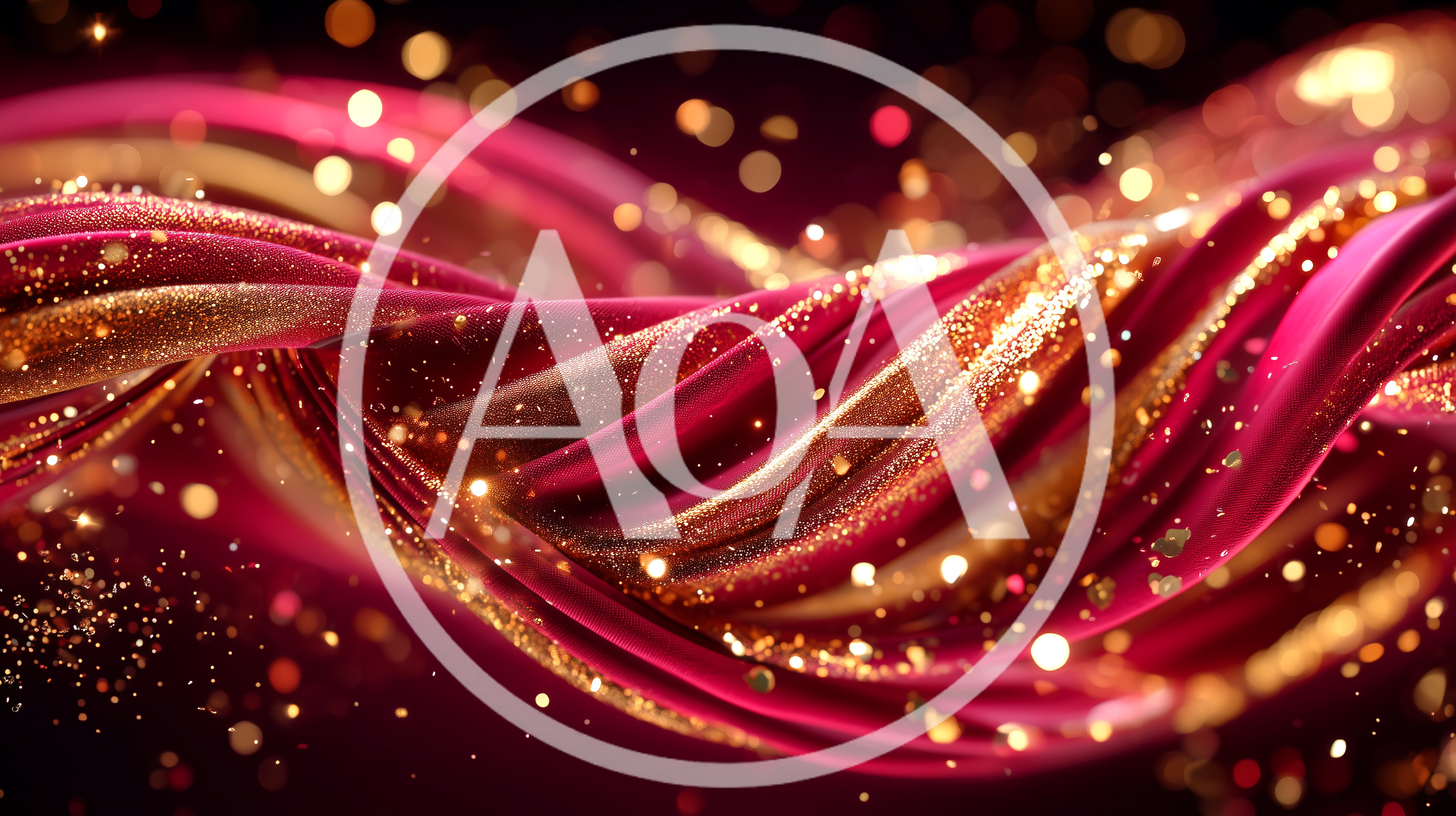 Abstract Flowing Pink And Gold Silk Ribbons