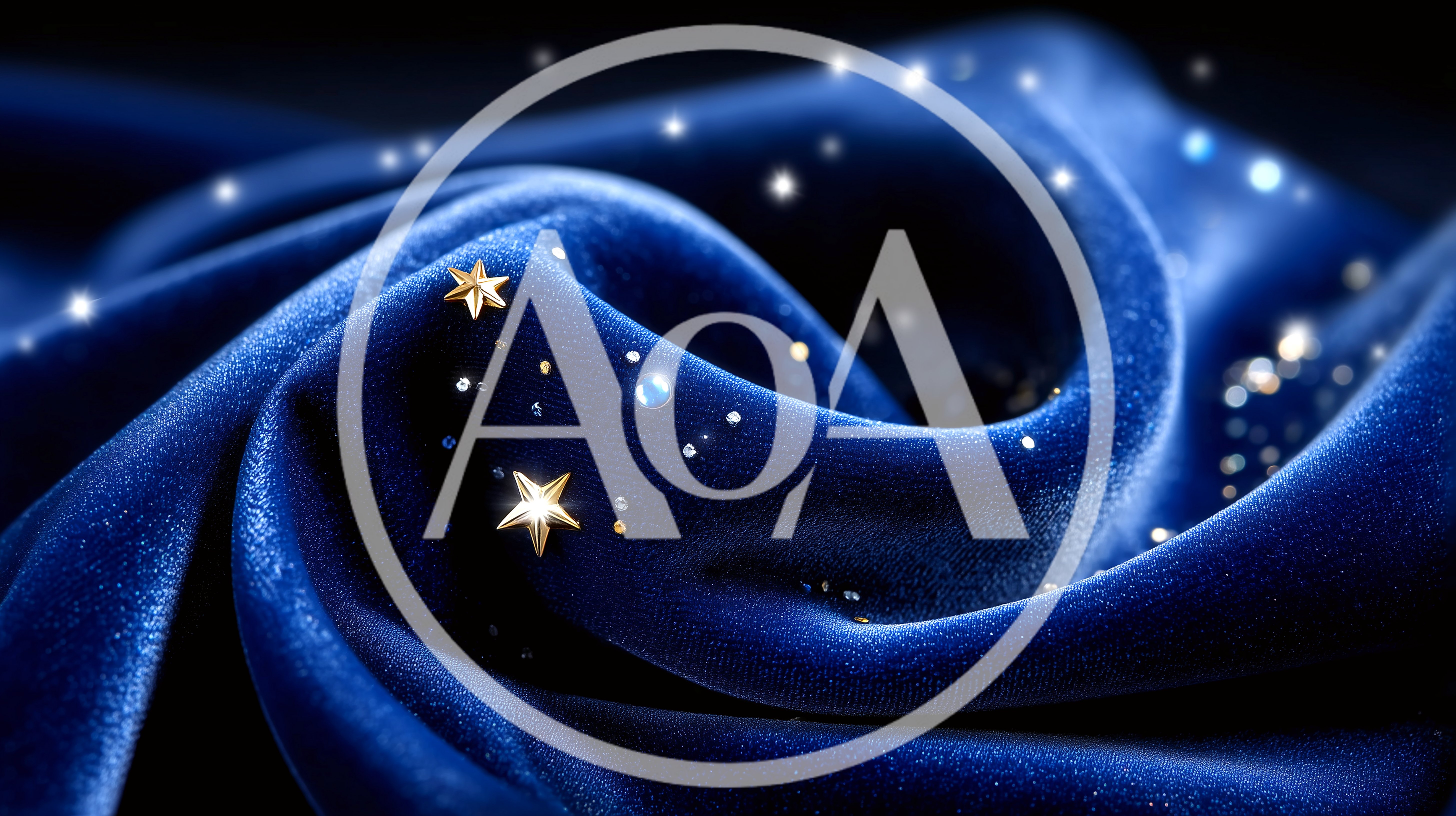Golden Stars Scattered On Deep Blue Velvet Fabric