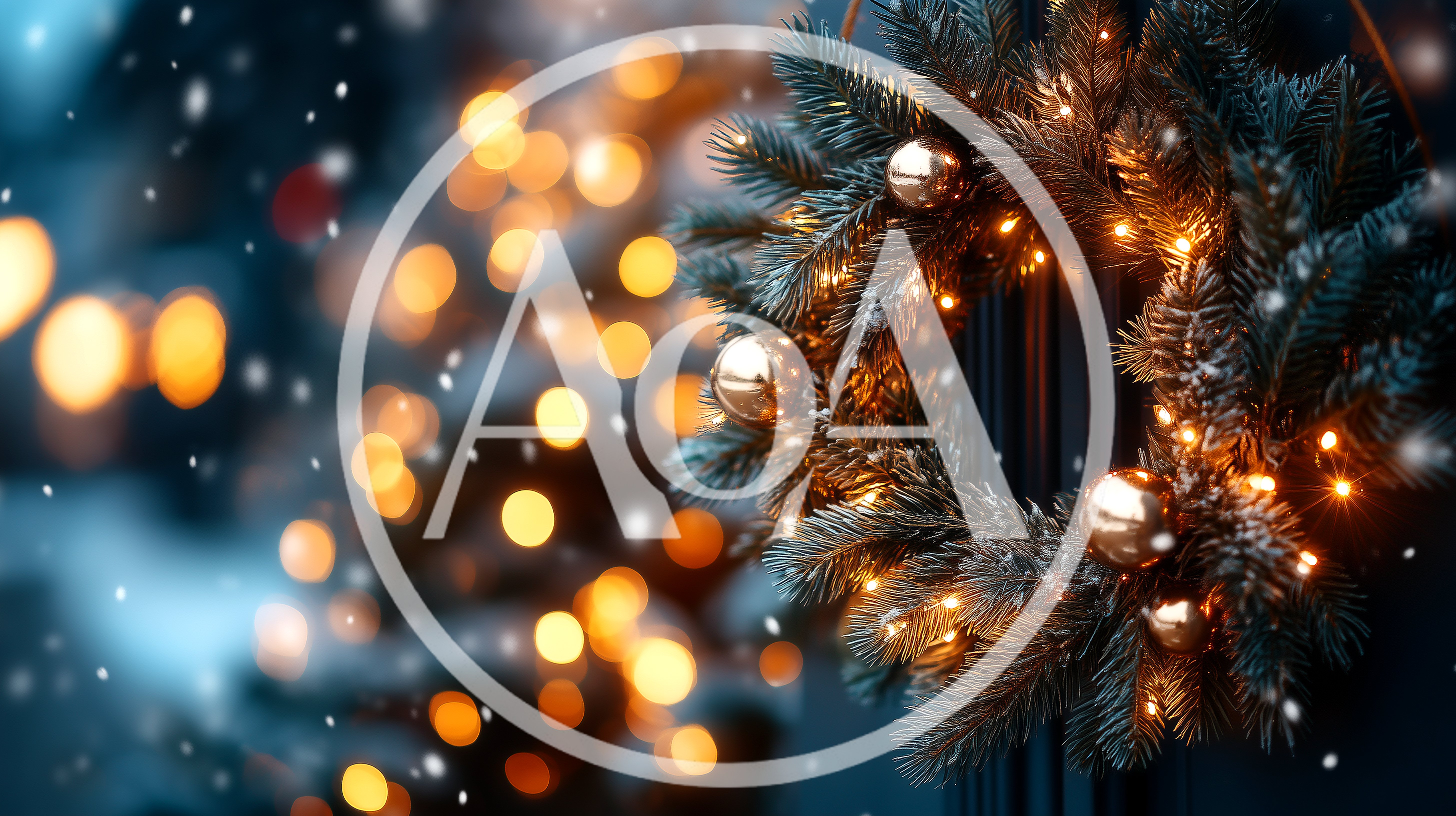 Christmas Wreath With Golden Ornaments And Fairy Lights