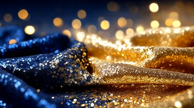 Blue And Gold Sequin Fabric Texture