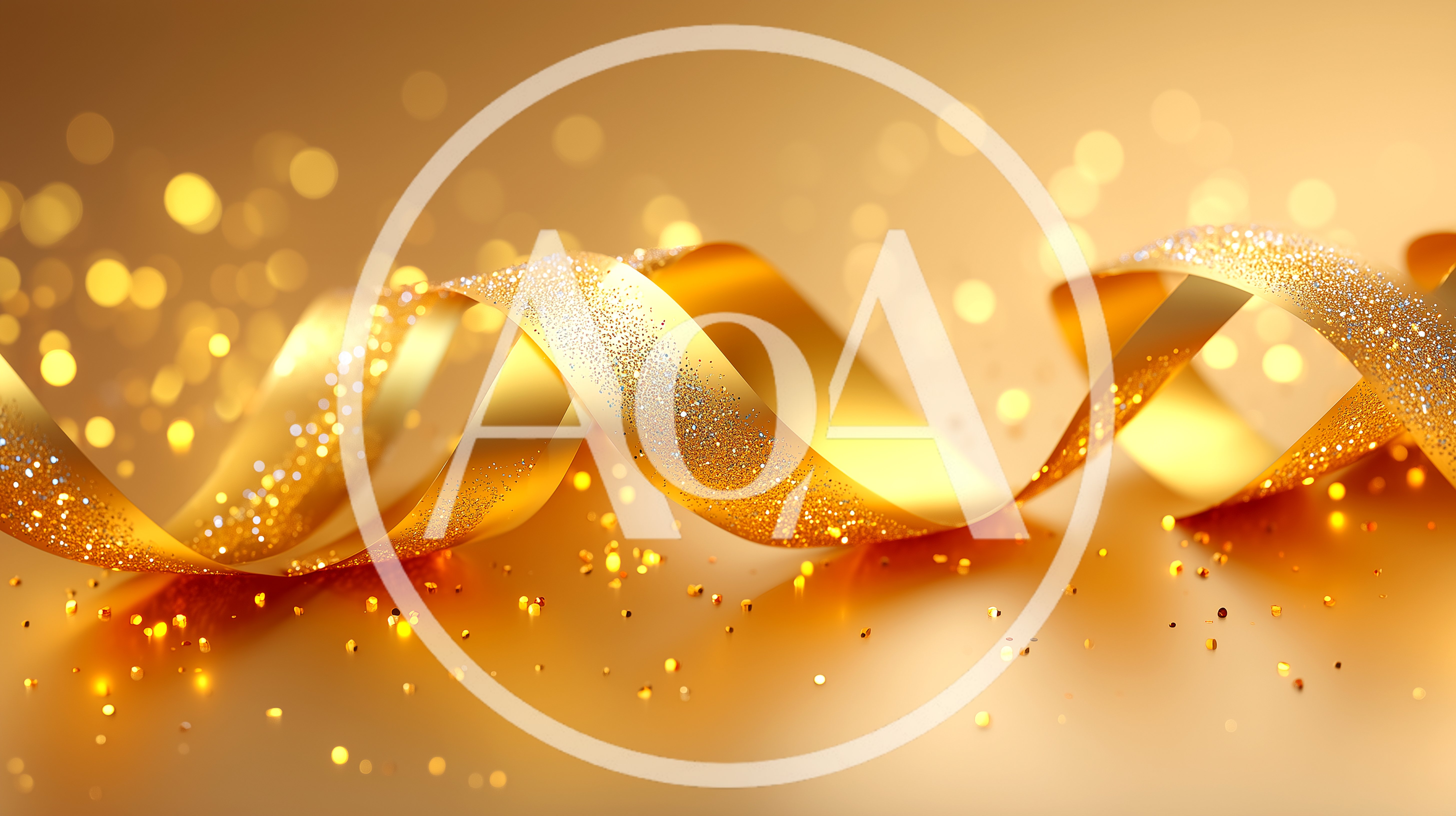 Golden Ribbon Swirls With Glittering Bokeh Background