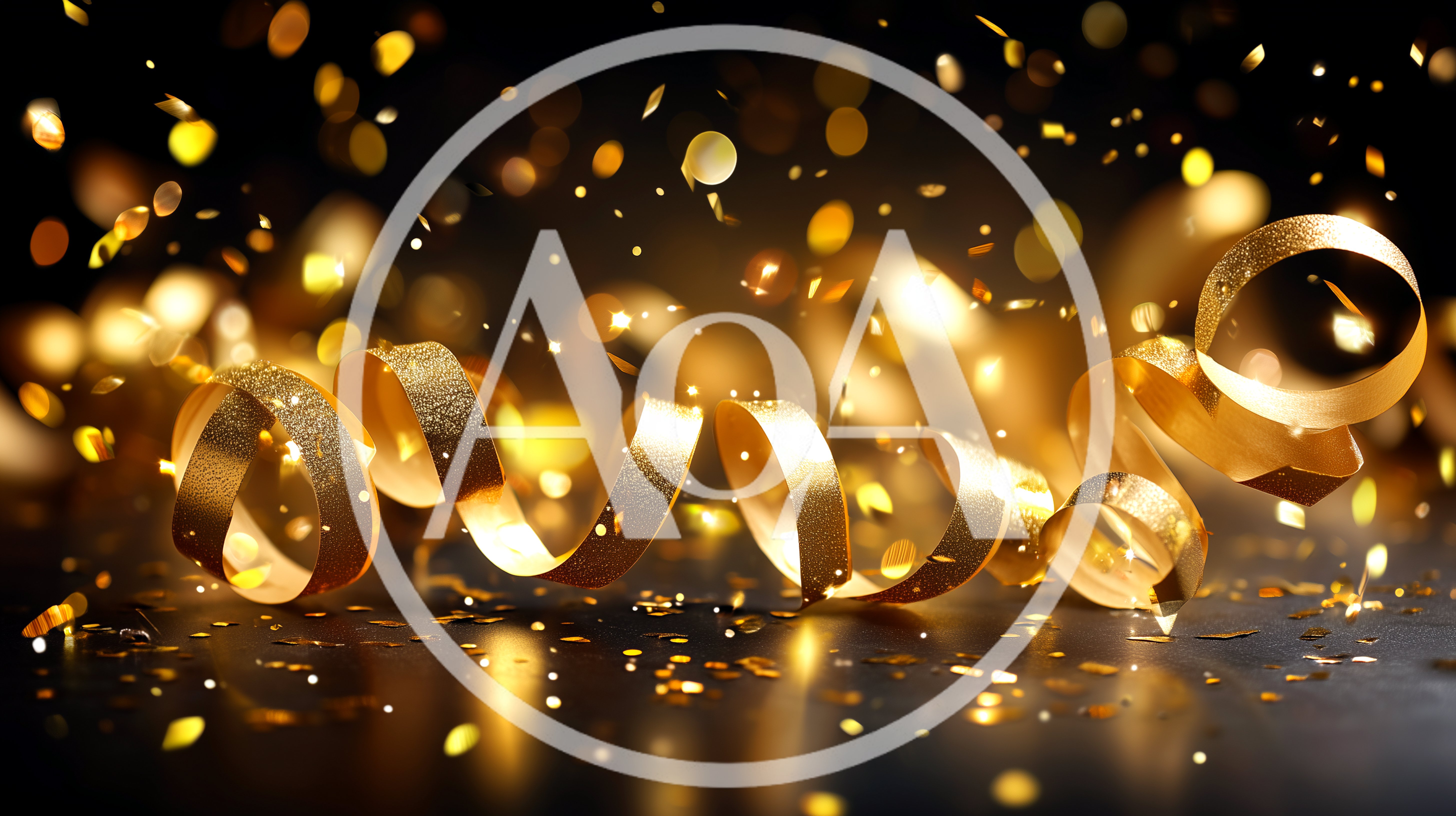 Golden Ribbon And Confetti Celebration Background