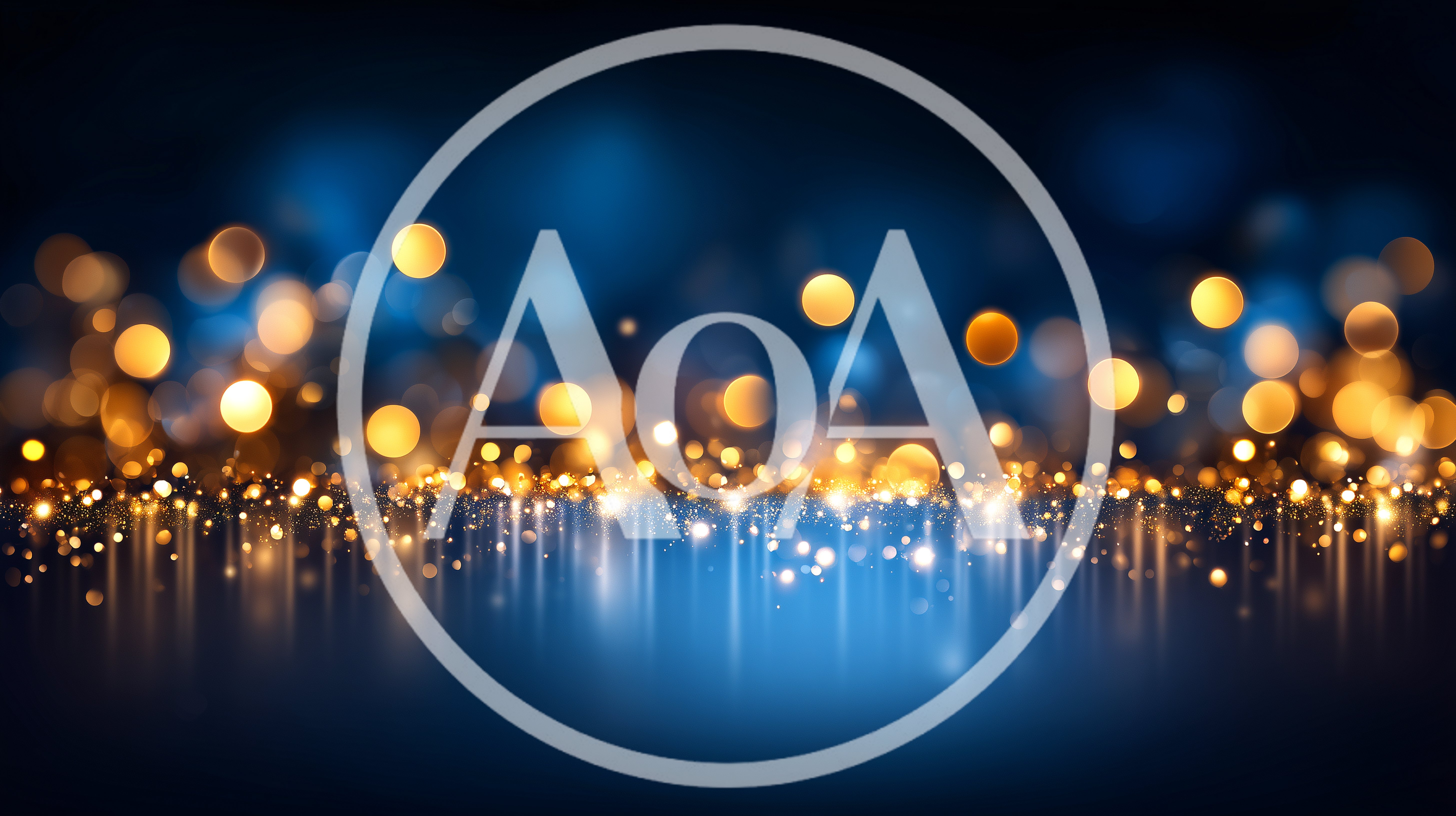 Abstract Blue Background With Golden Bokeh Light Particles