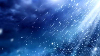 Abstract Blue Background With Falling Rain And Light Rays
