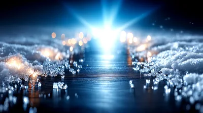 Glowing Lights On A Snowy Surface