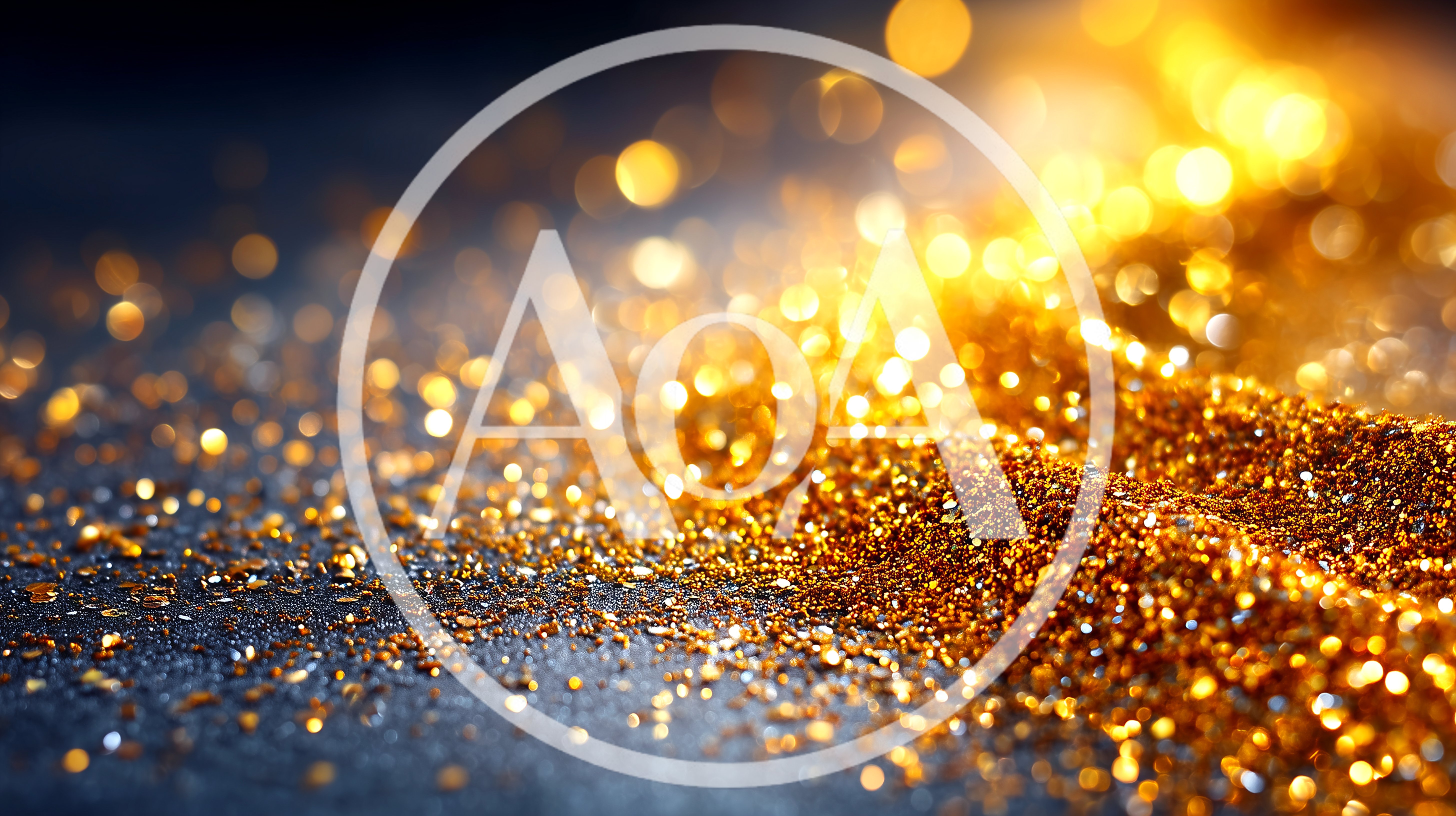 Golden Glitter Particles Scattered On Dark Surface