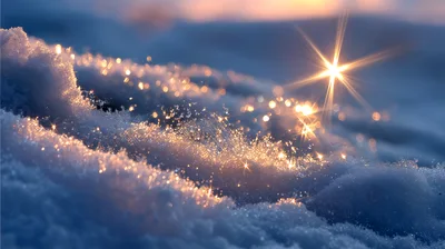 Sunlight Glinting Off Sparkling Snow Crystals