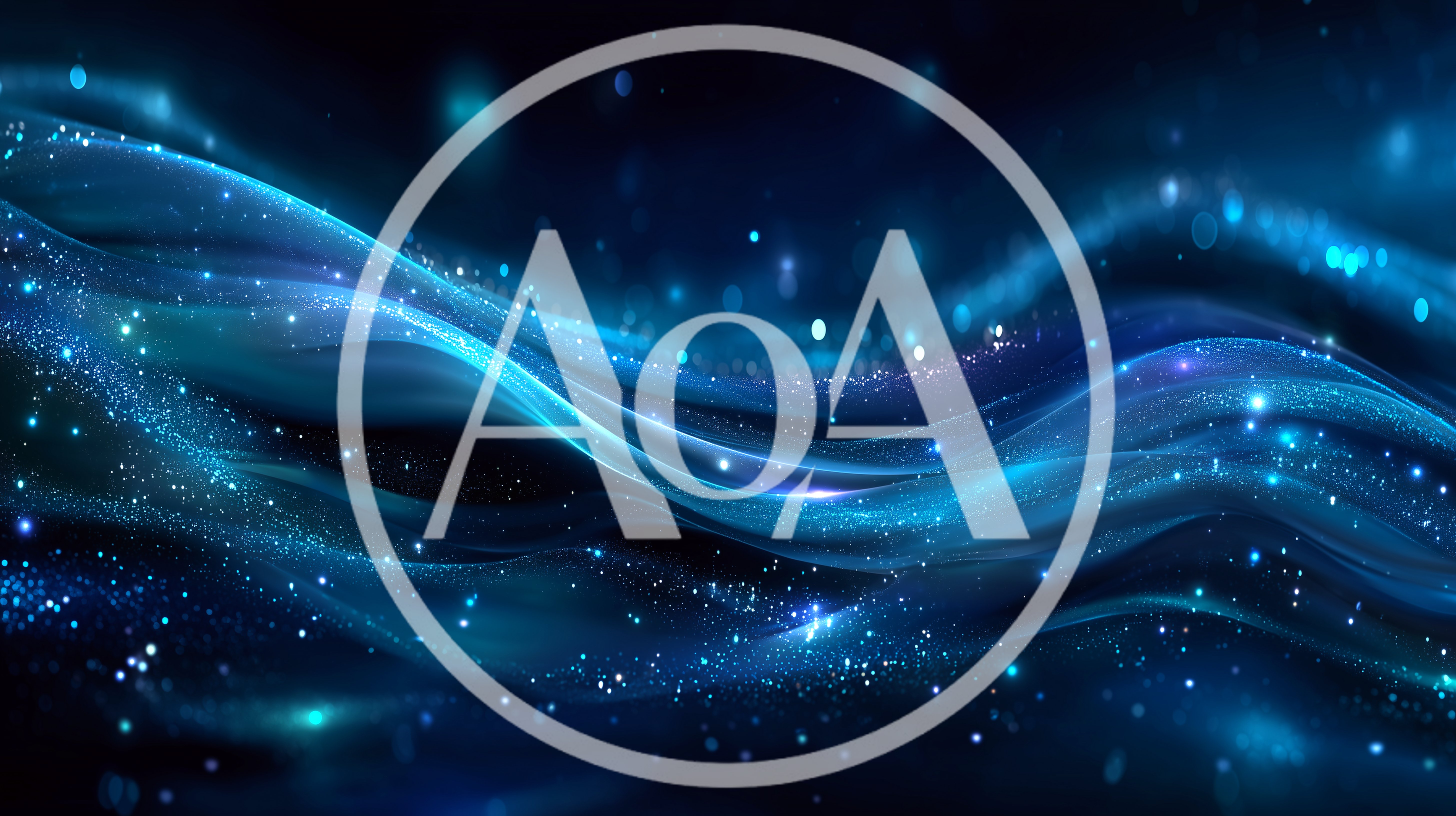Abstract Blue Light Waves With Glowing Particles