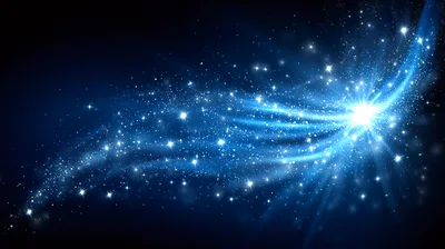 Abstract Blue Light Streaks With Glowing Particle Dust