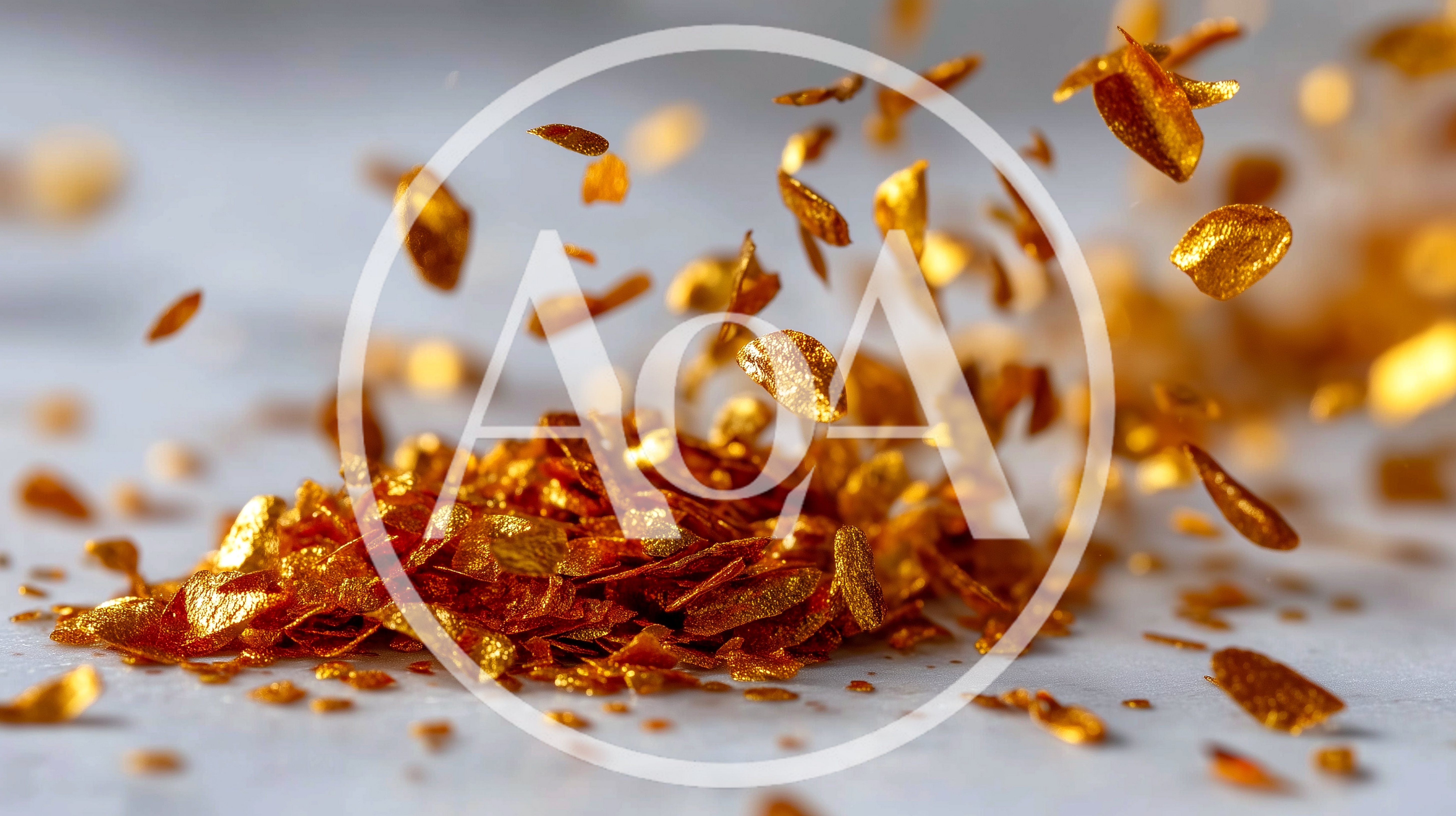 Gold Flakes Falling Onto A Pile