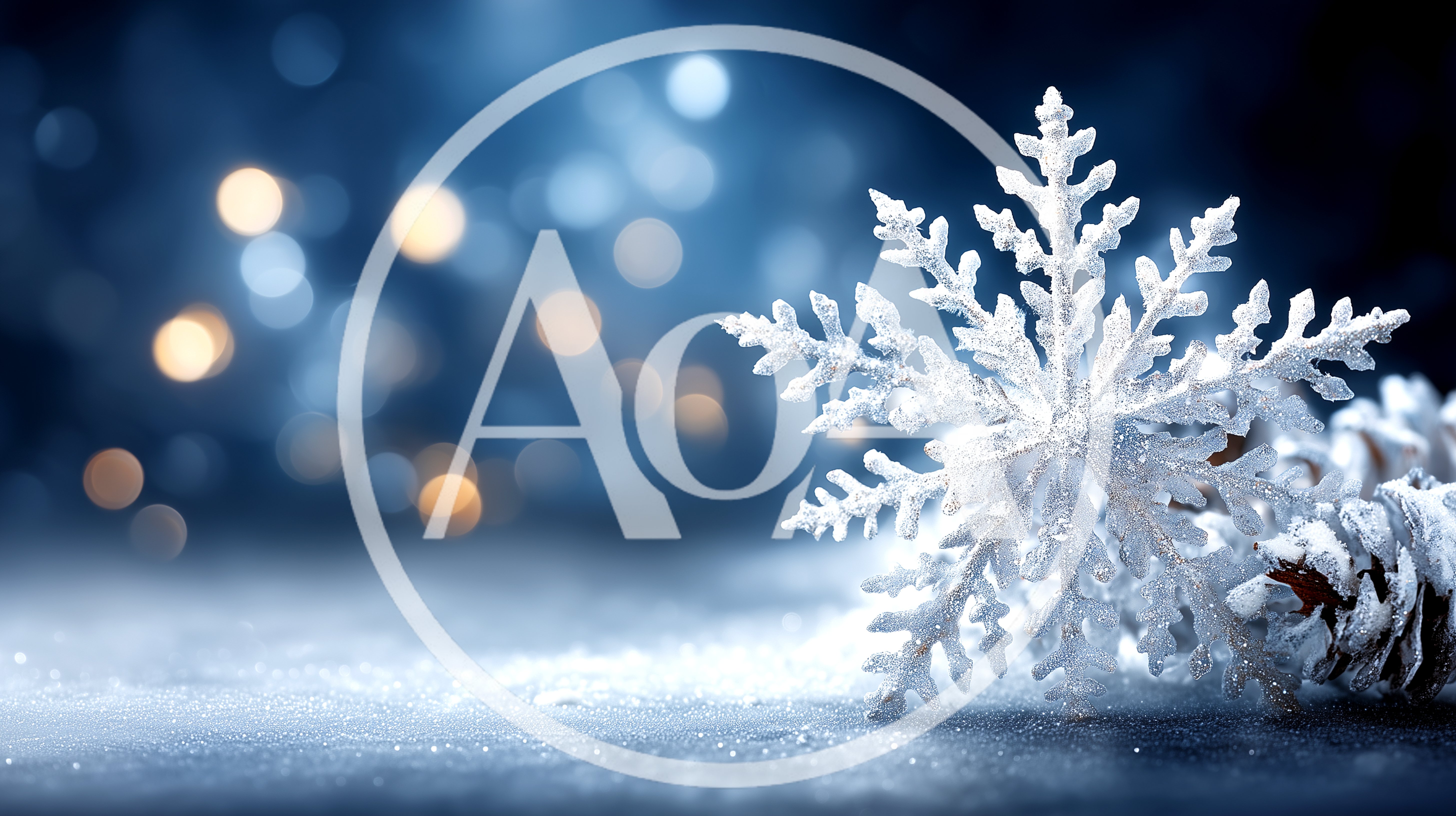 Decorative Snowflake Ornament With Pinecones On Snowy Surface