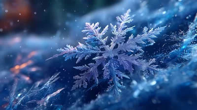 Macro Close Up Of A Single Intricate Snowflake