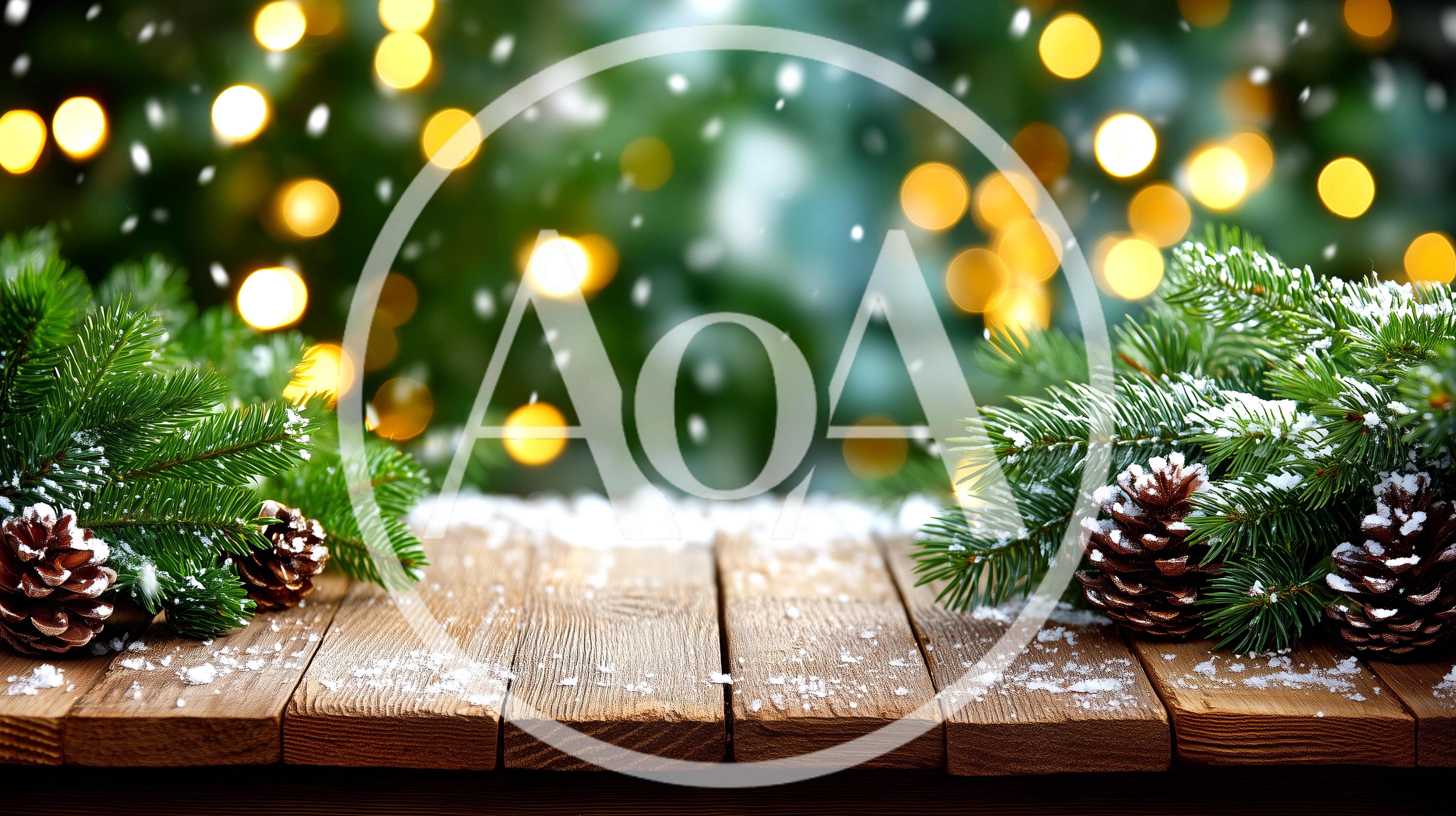 Christmas Pine Branches And Pinecones On Wooden Table