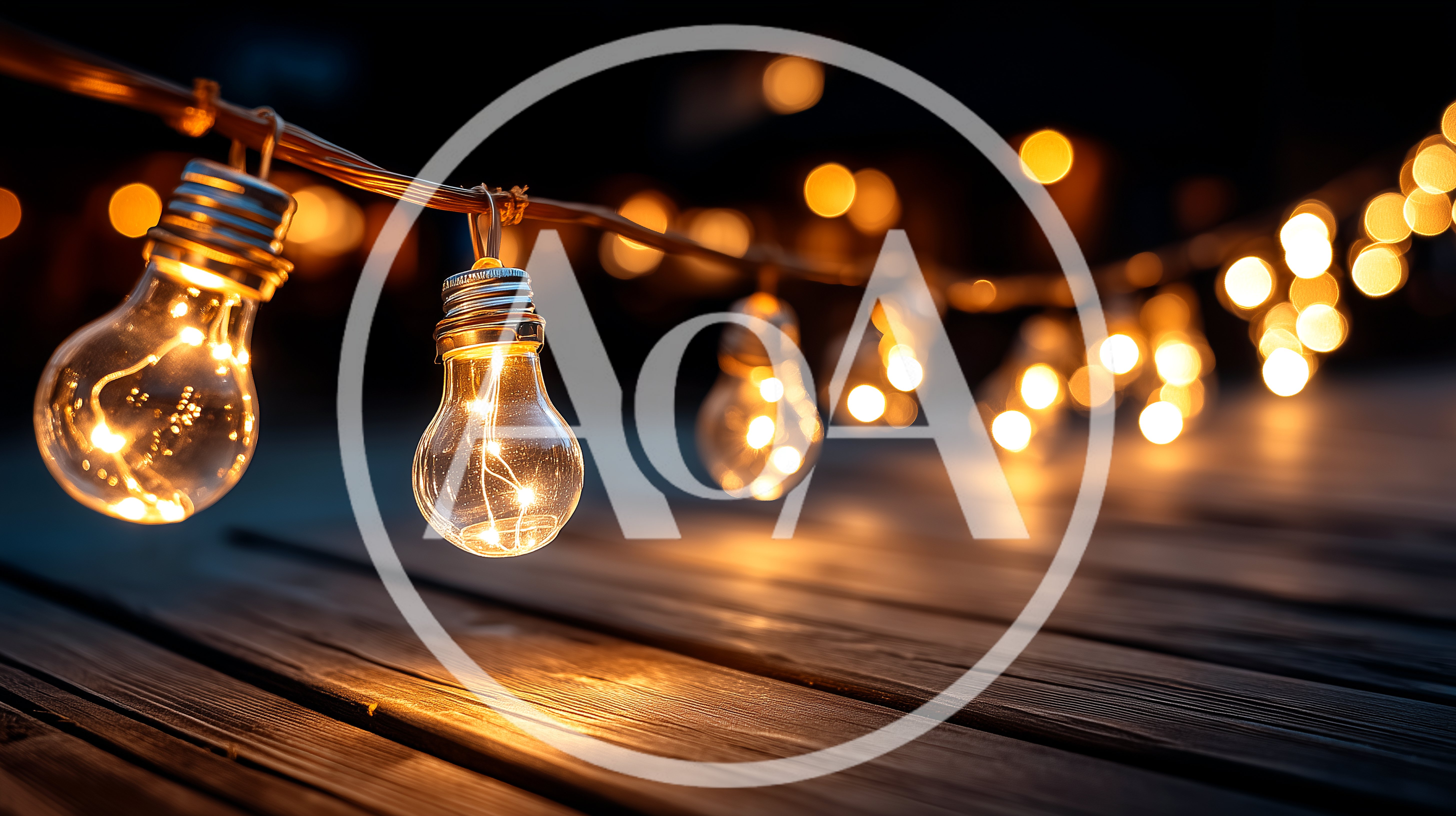 String Of Decorative Edison Light Bulbs At Night
