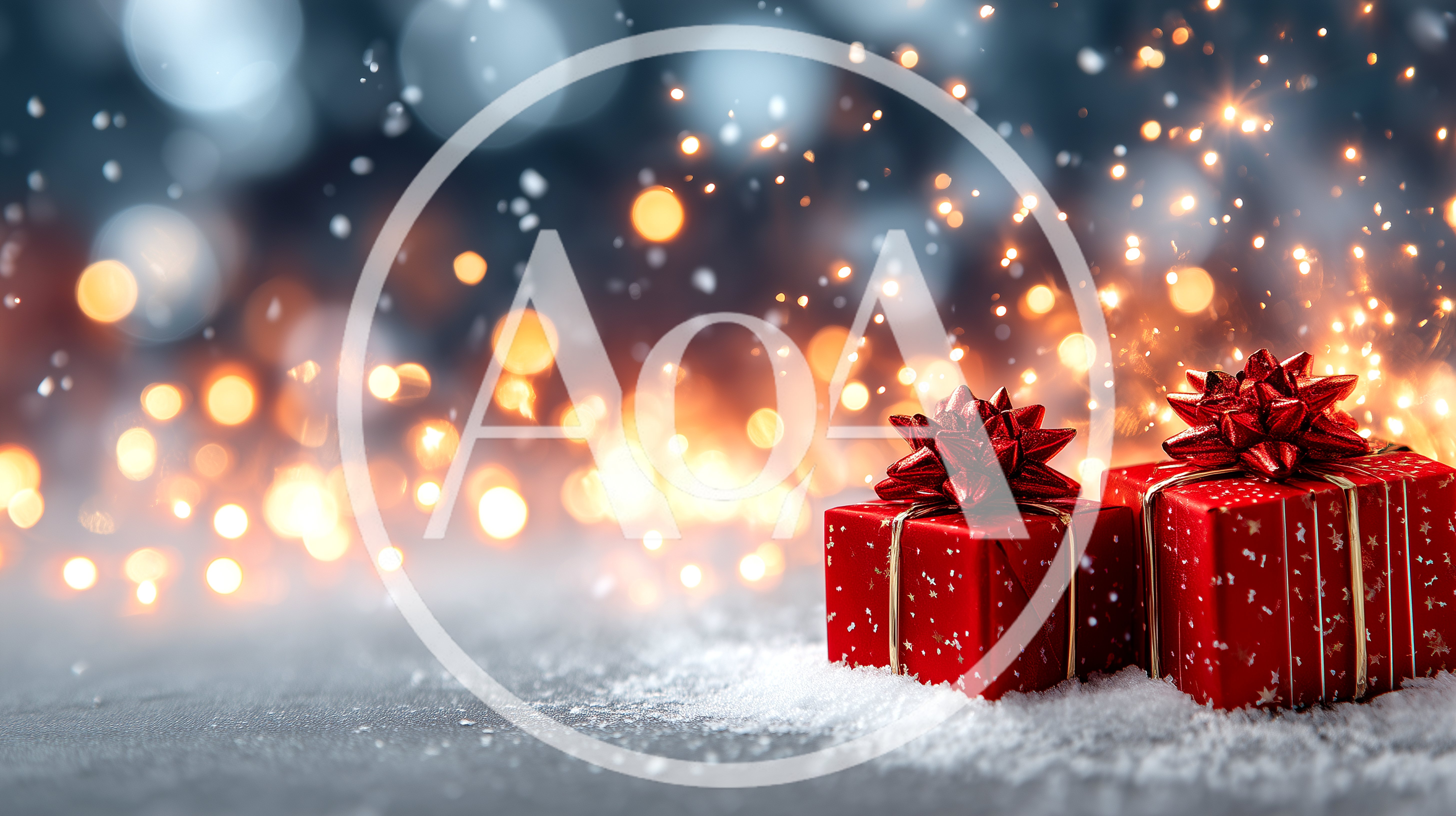 Two Red Christmas Gift Boxes On Snow