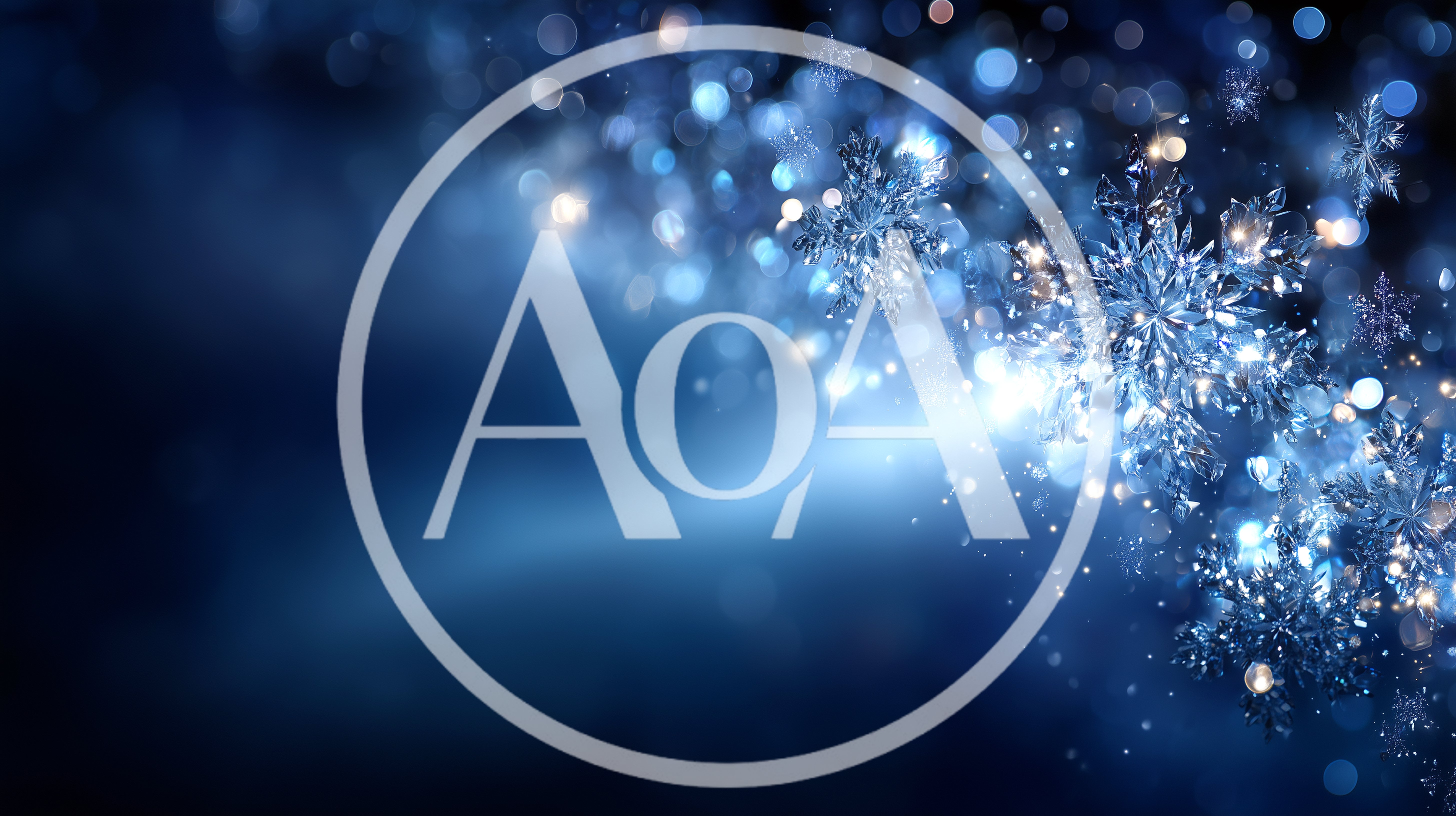 Abstract Blue Background With Glowing Snowflakes And Bokeh