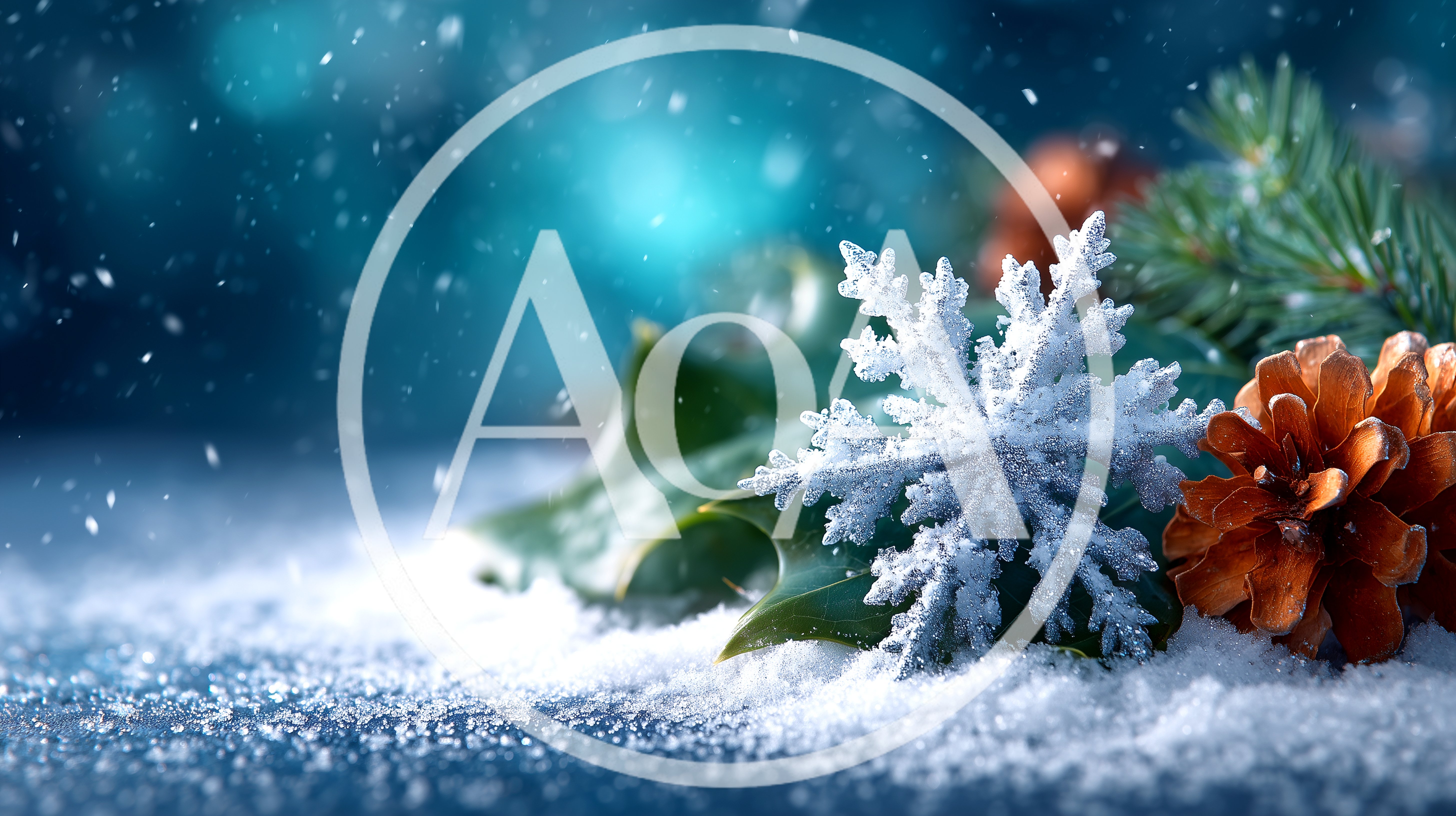 Snowflake Ornament With Pine Cone And Holly Leaves