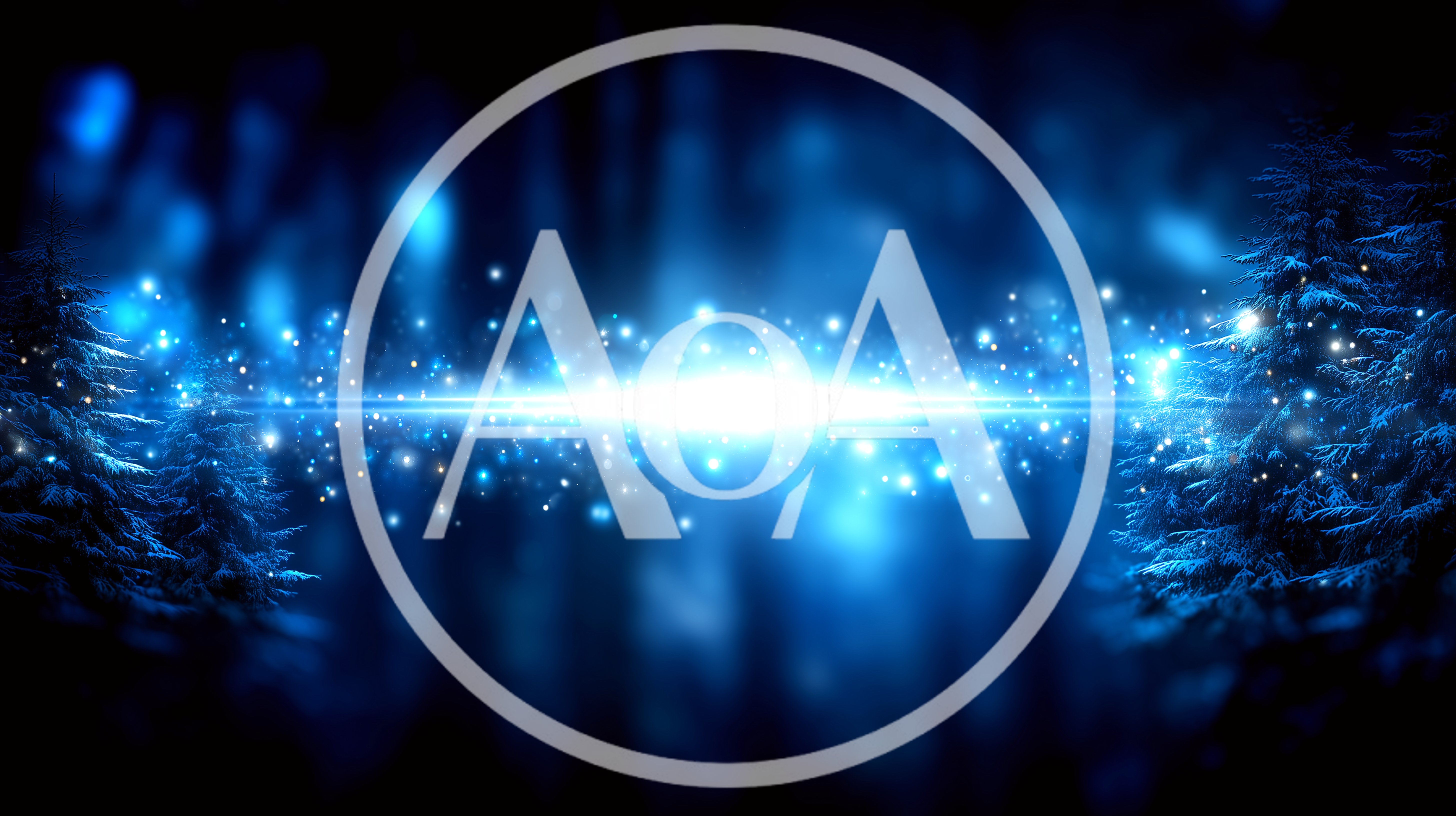 Abstract Blue Forest With Glowing Magical Light Particles