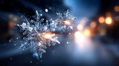 Macro View Of Intricate Glowing Snowflakes