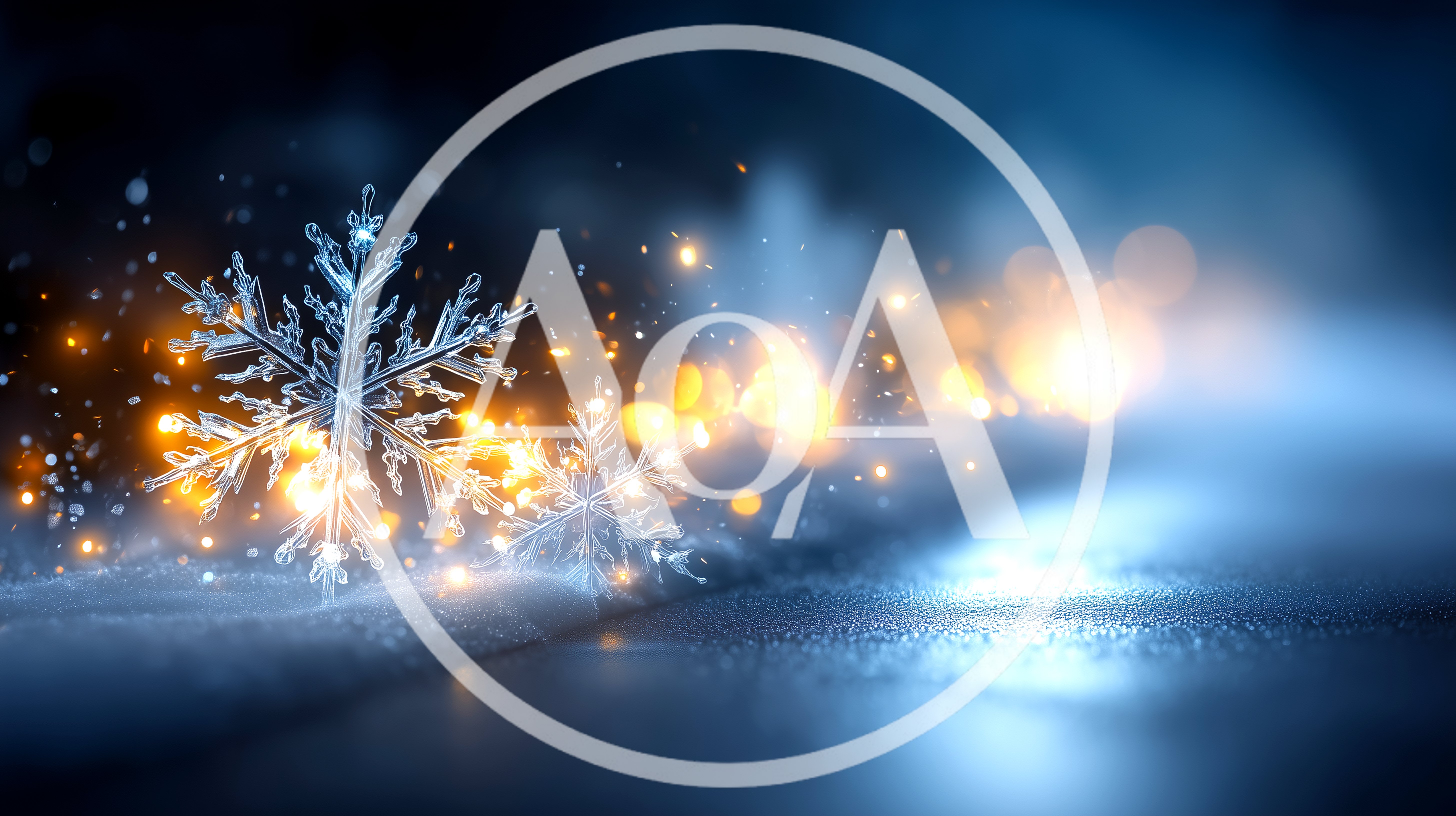 Crystal Snowflakes With Glowing Bokeh Lights