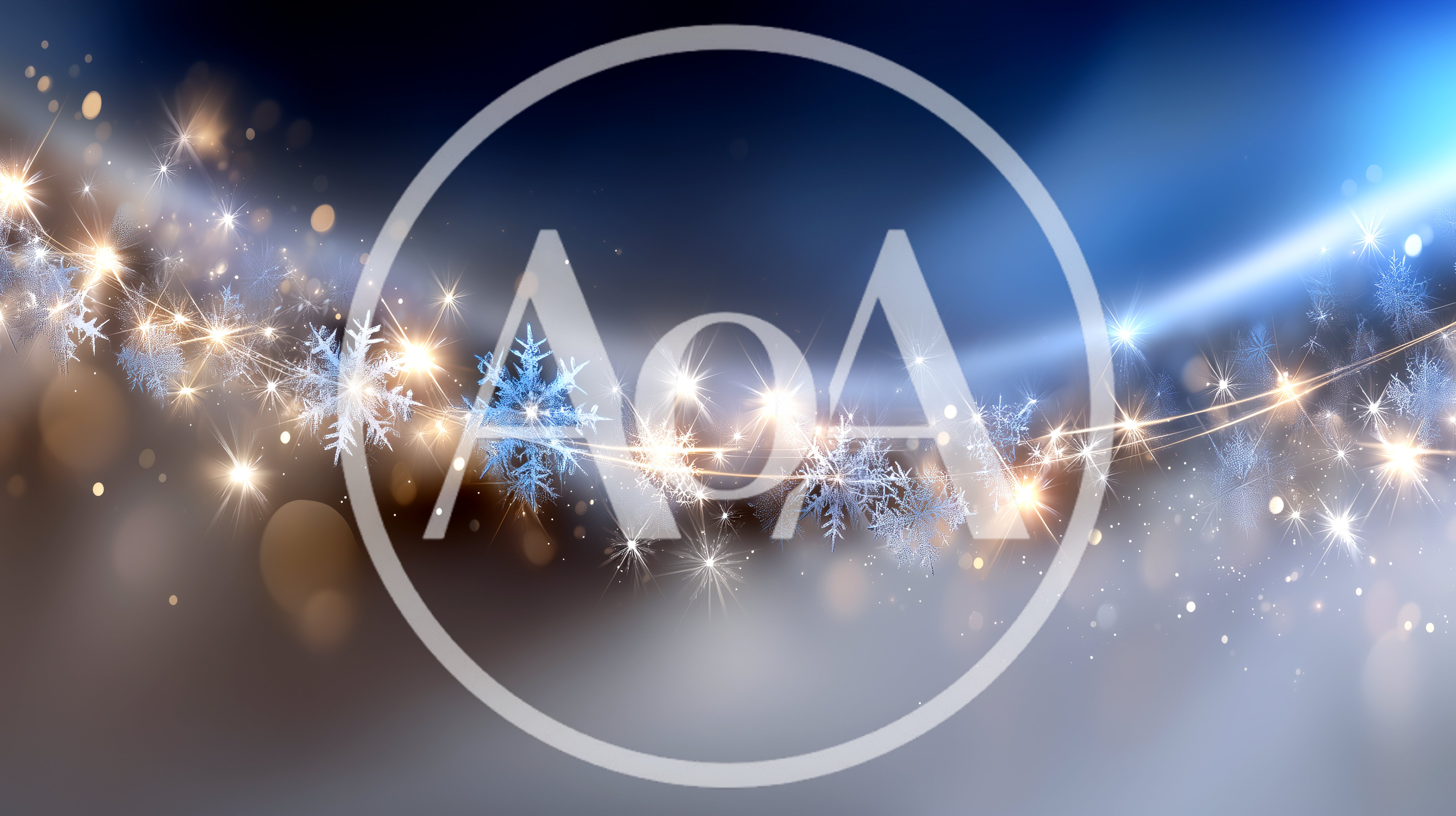 Abstract Christmas Background With Glowing Snowflakes And Light Trails