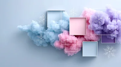 Abstract Pastel Smoke And Geometric Frames Composition