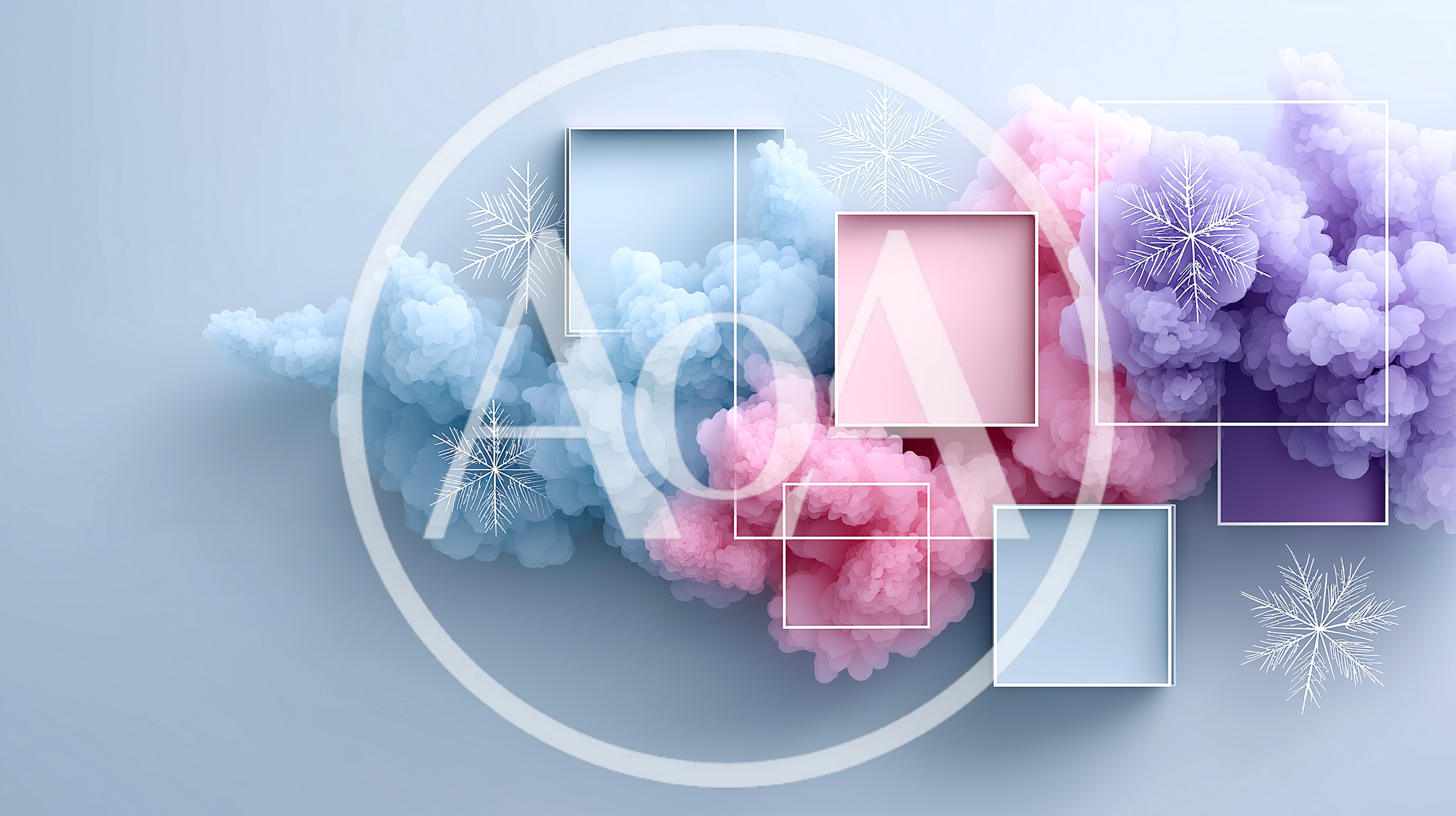 Abstract Pastel Smoke And Geometric Frames Composition