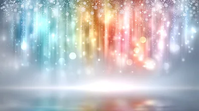 Abstract Festive Background With Glowing Bokeh And Snowflakes