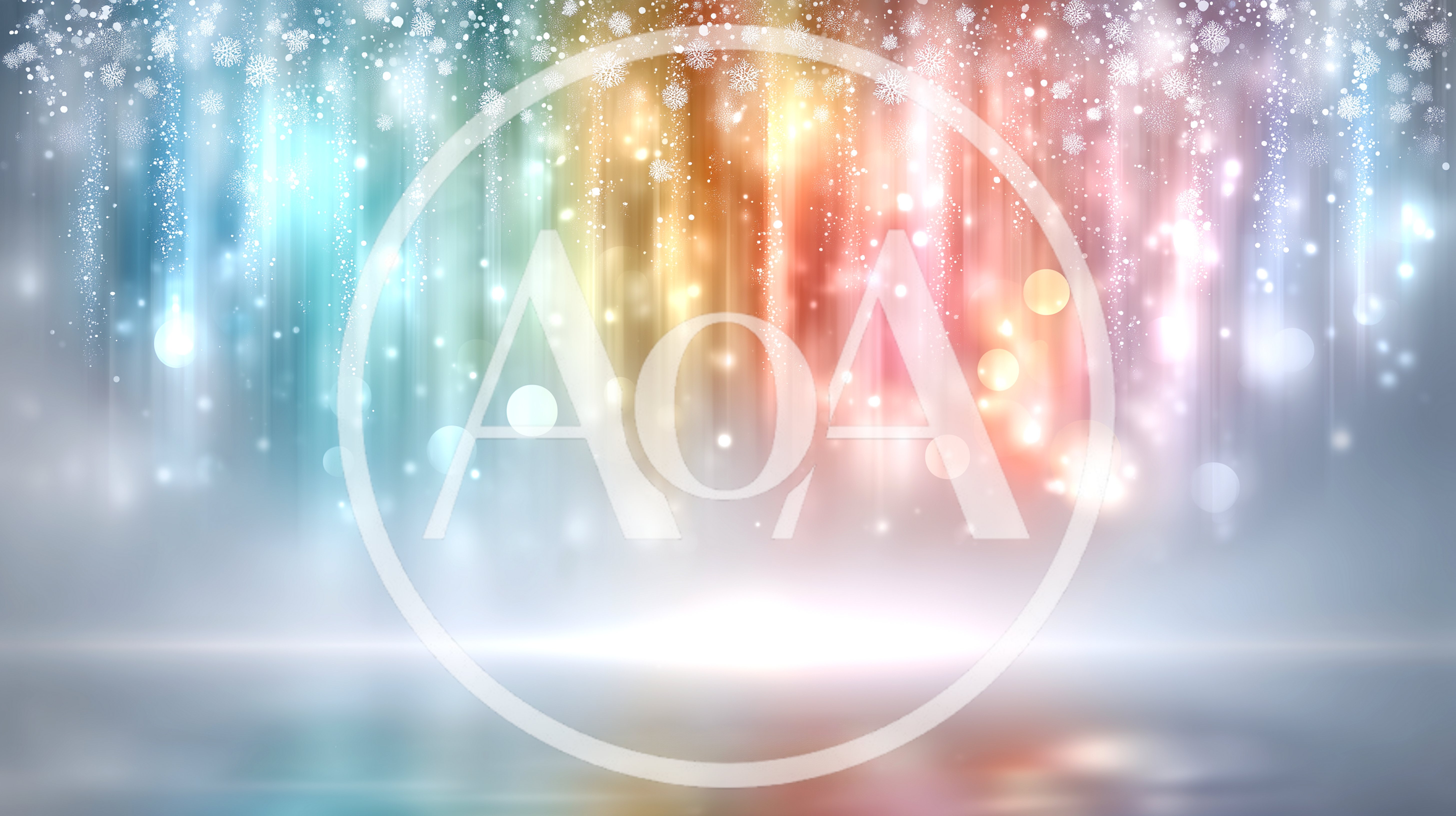 Abstract Festive Background With Glowing Bokeh And Snowflakes