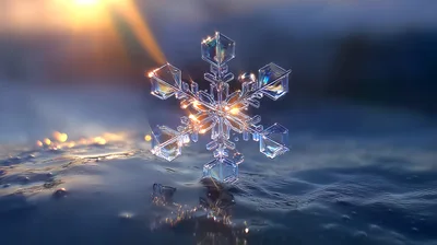 Macro Shot Of A Single Crystal Snowflake