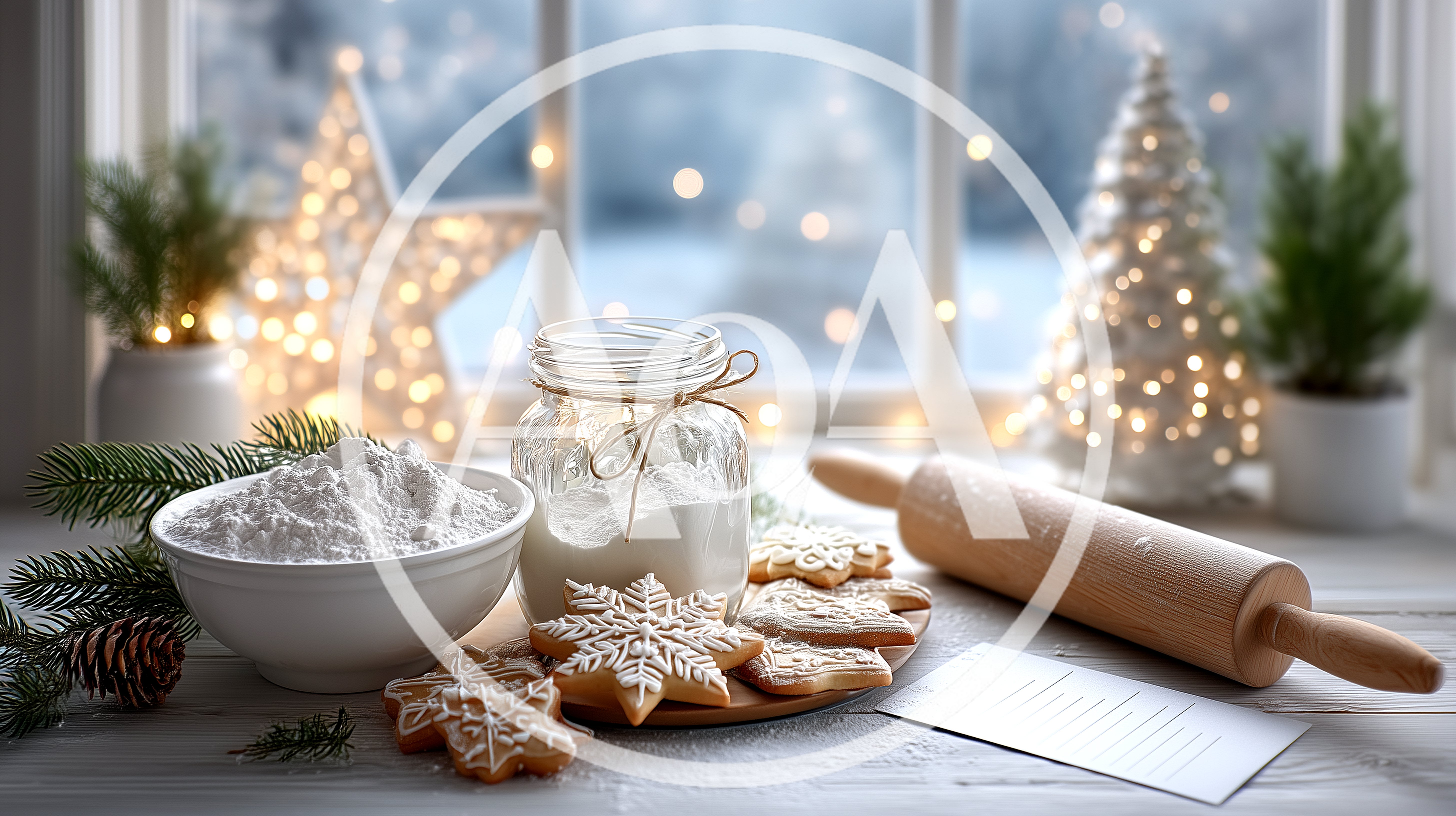 Christmas Baking Preparation With Cookies And Flour
