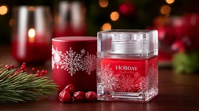 Holiday Scented Candle With Snowflake Design