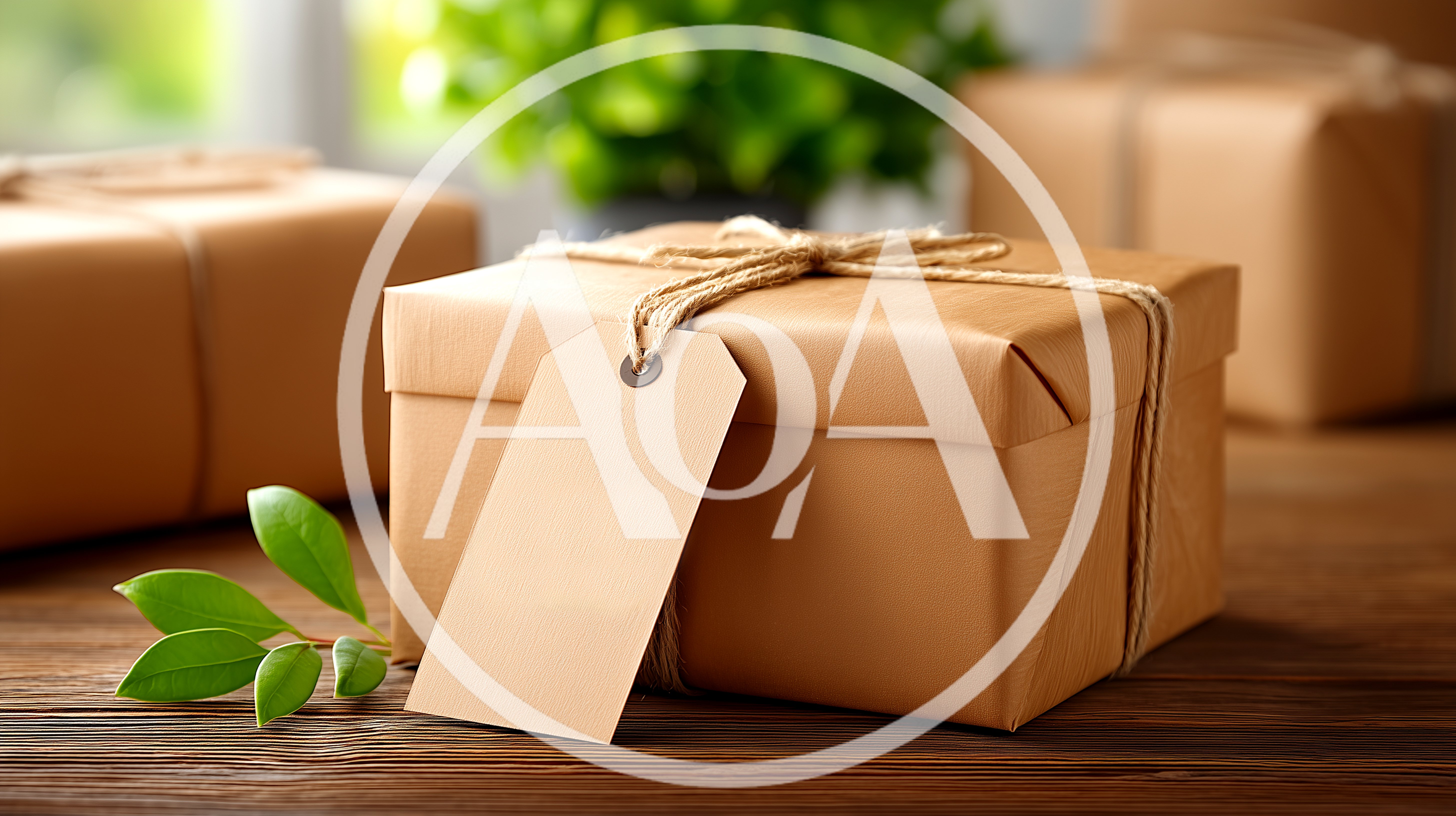 Brown Paper Gift Box With Blank Tag