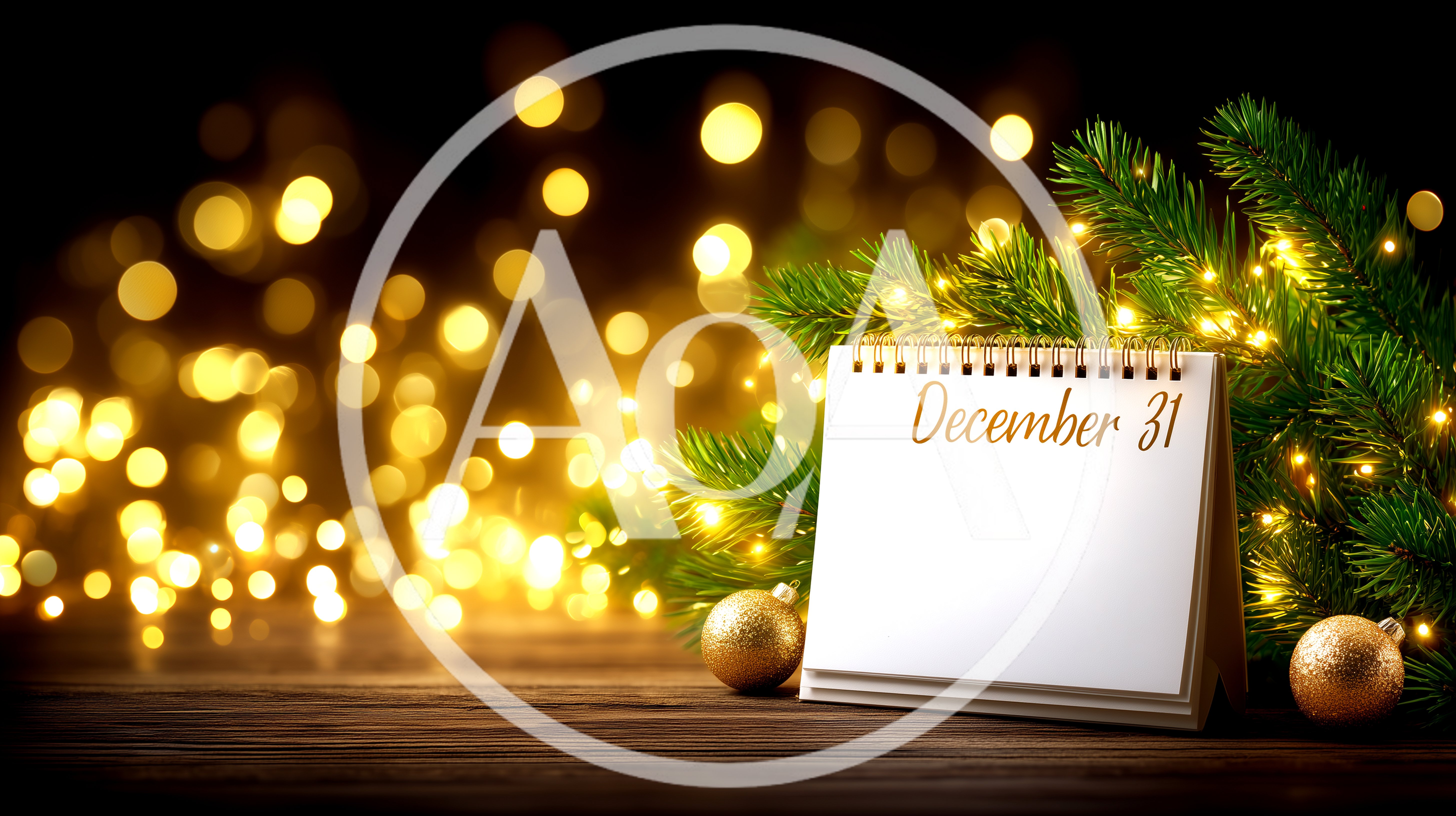 December 31 Calendar Page With Christmas Decorations
