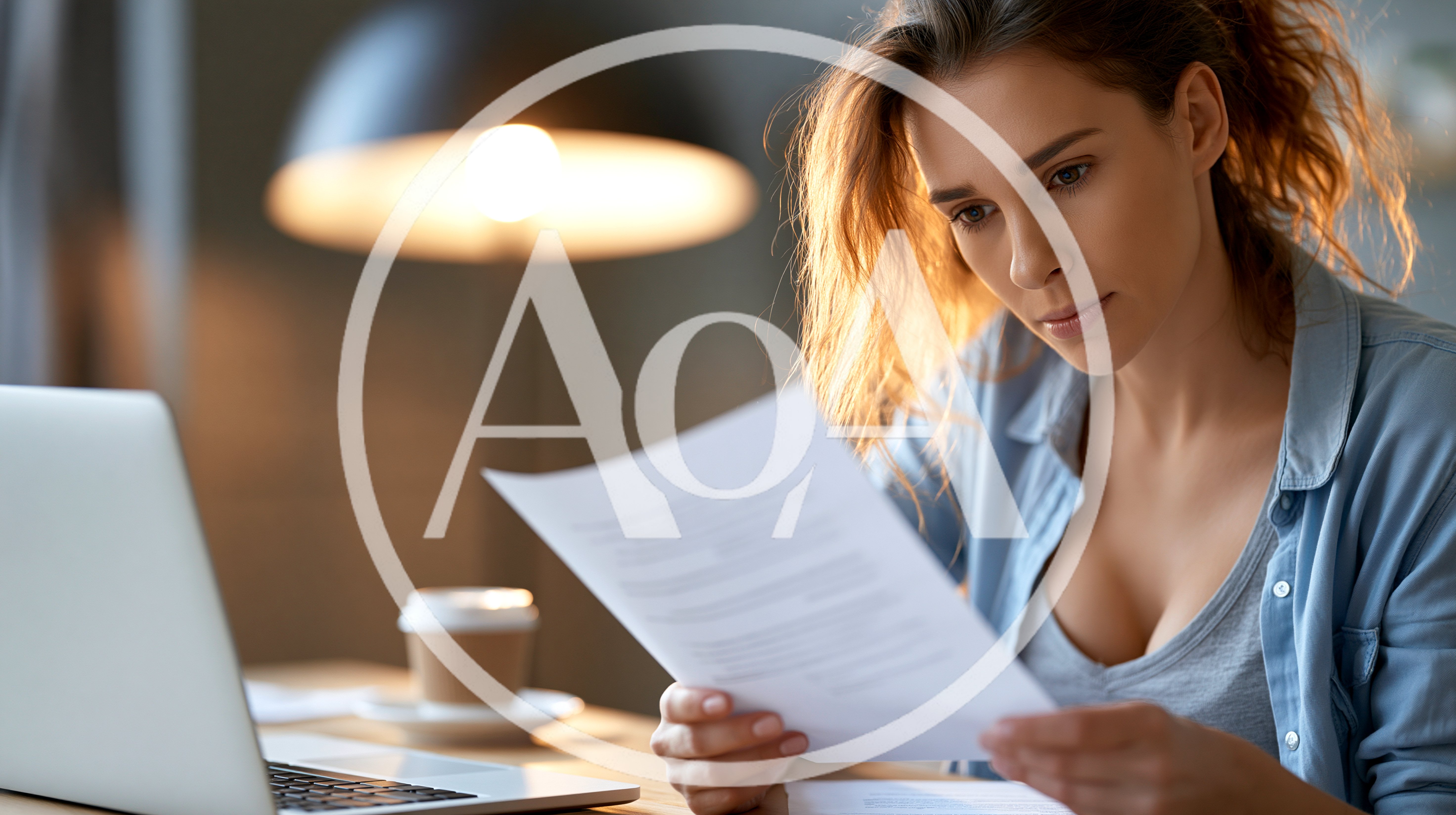 Young Woman Reviewing Documents at Home Office