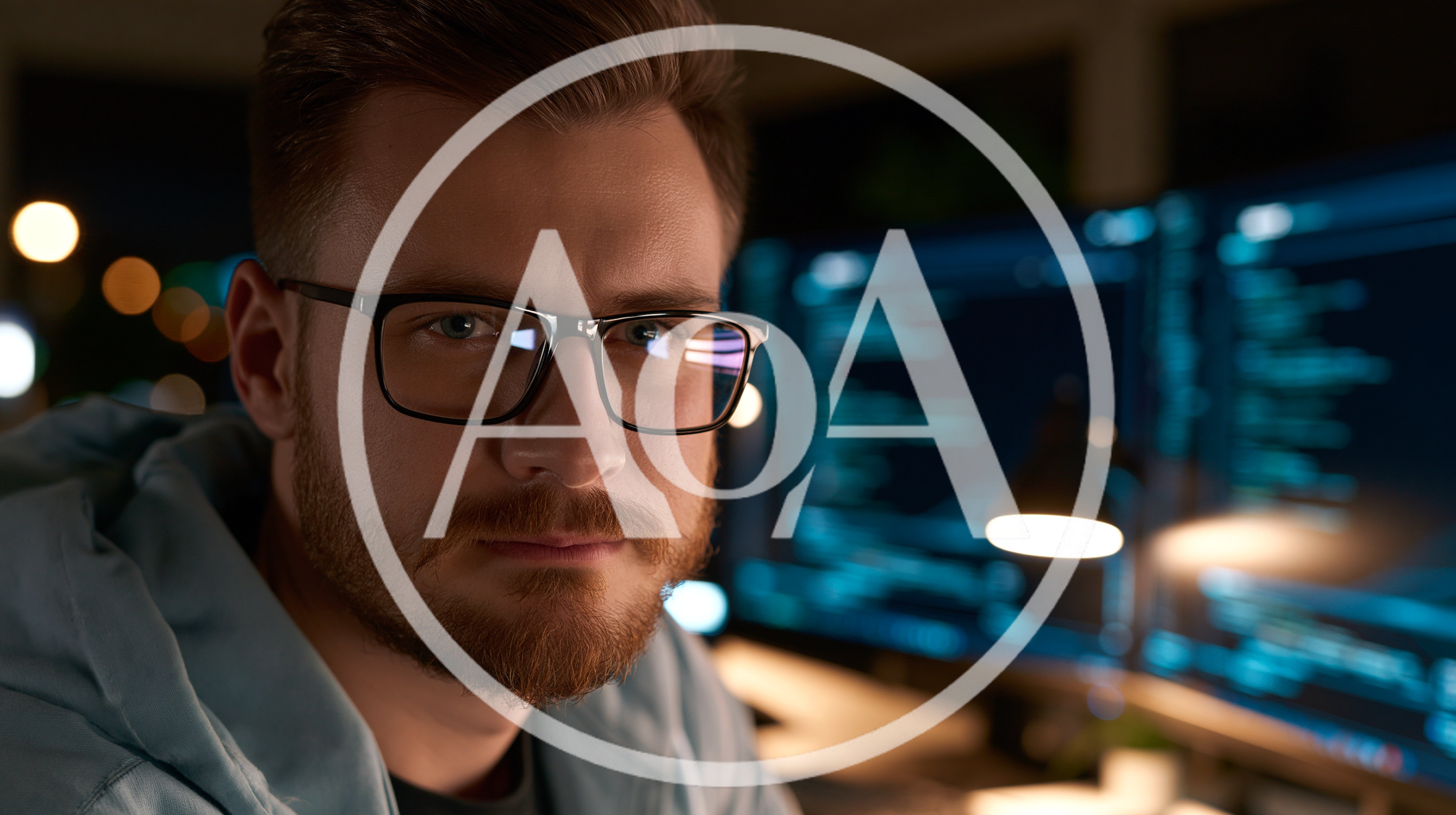 Young Male Software Developer Working Late At Night