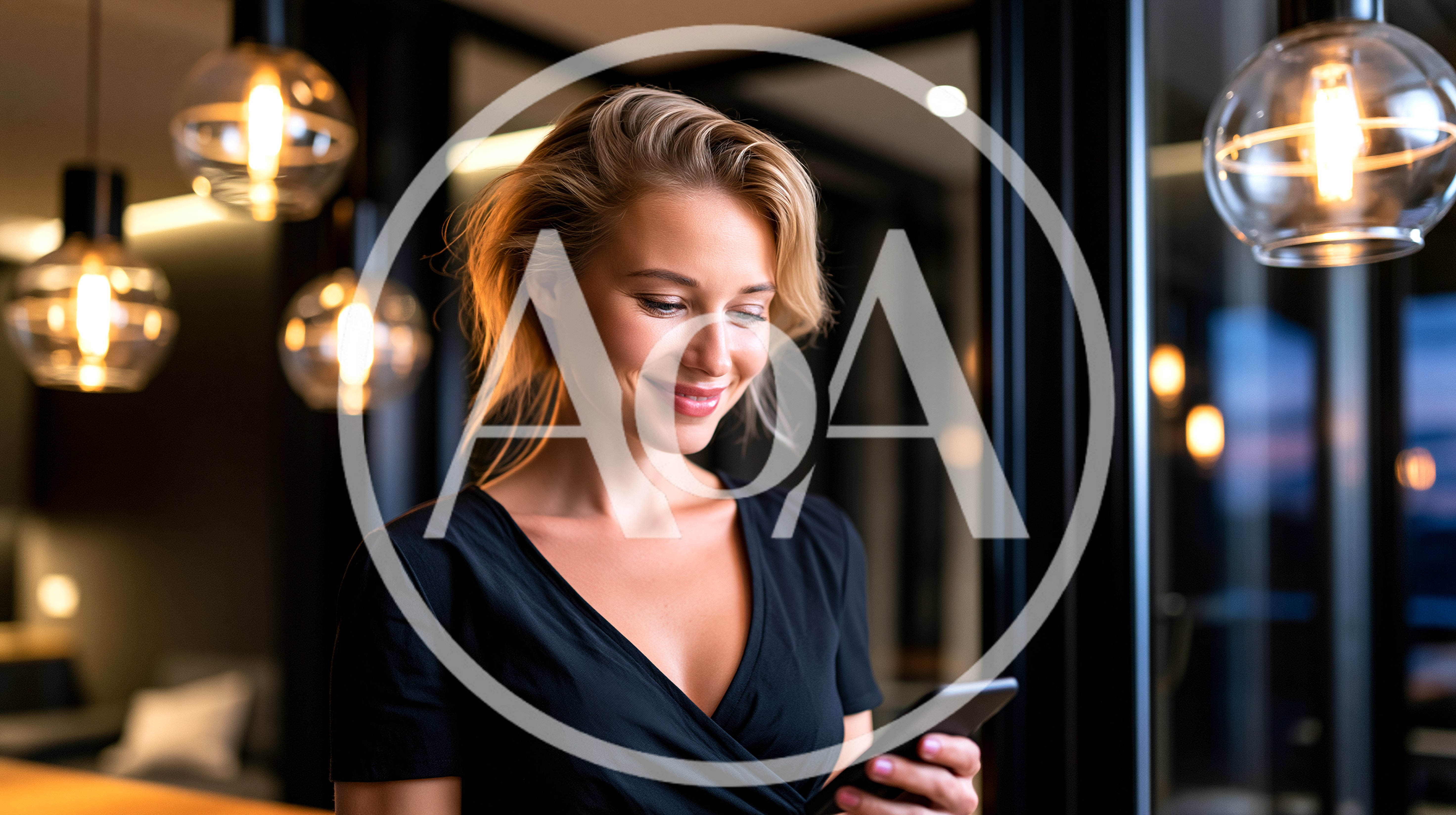 Young Woman Using Smartphone In Modern Apartment