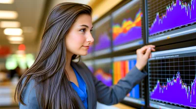 Professional Financial Analyst Examining Stock Market Data Screens