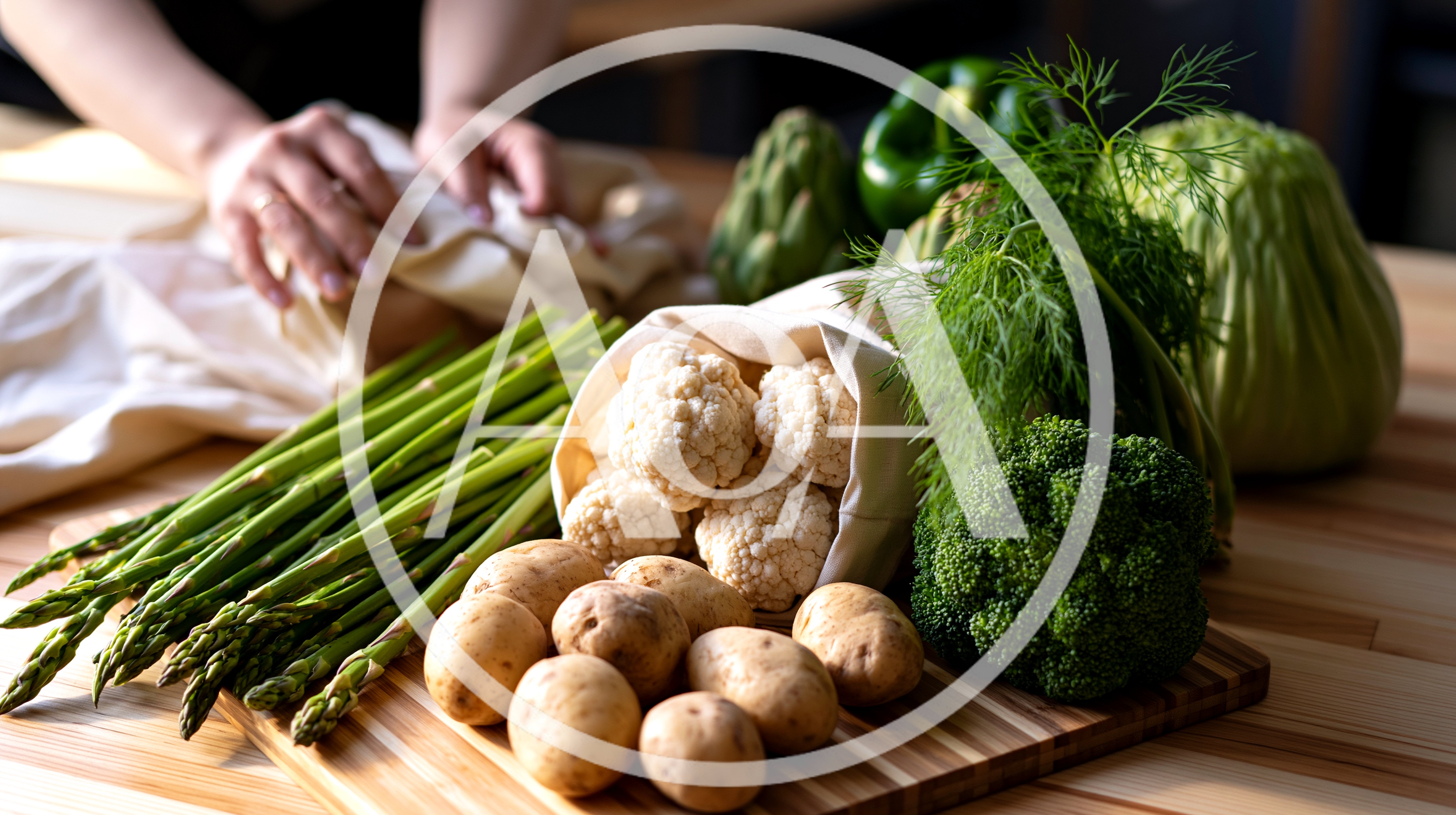 Person Preparing Fresh Organic Vegetables On Wooden Table