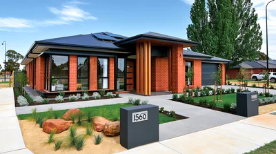 Modern Red Brick Residential House Exterior