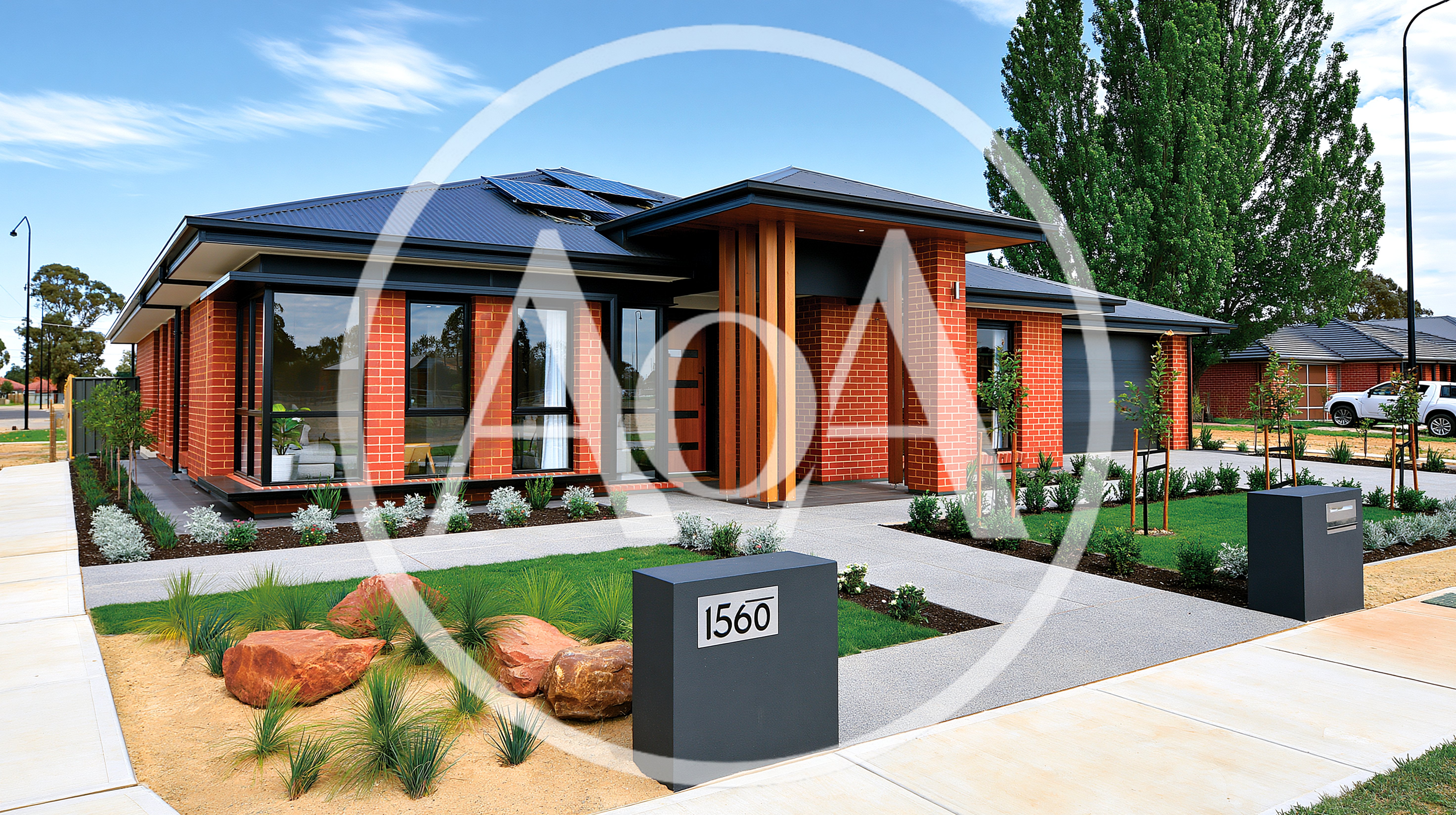 Modern Red Brick Residential House Exterior