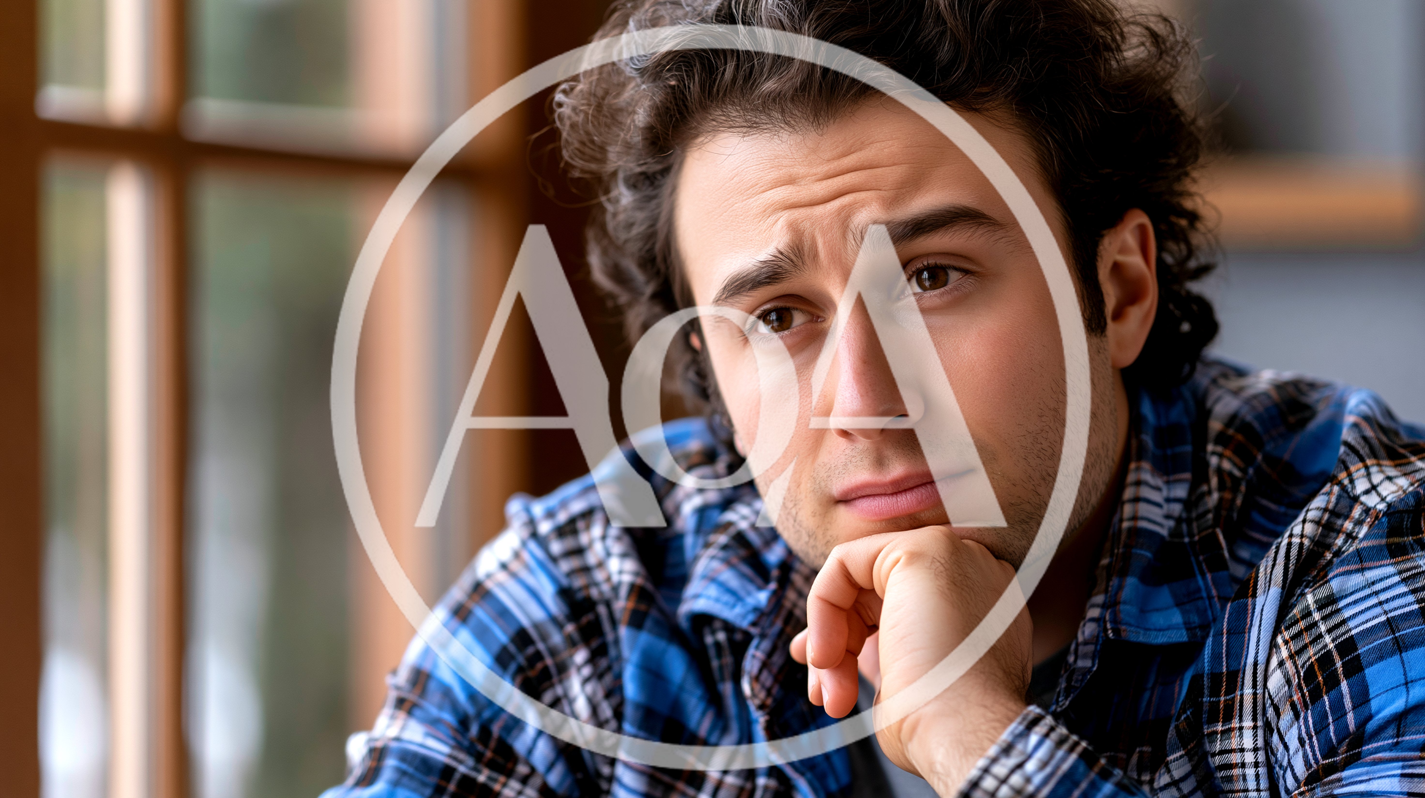Pensive Young Man Resting Chin On Hand