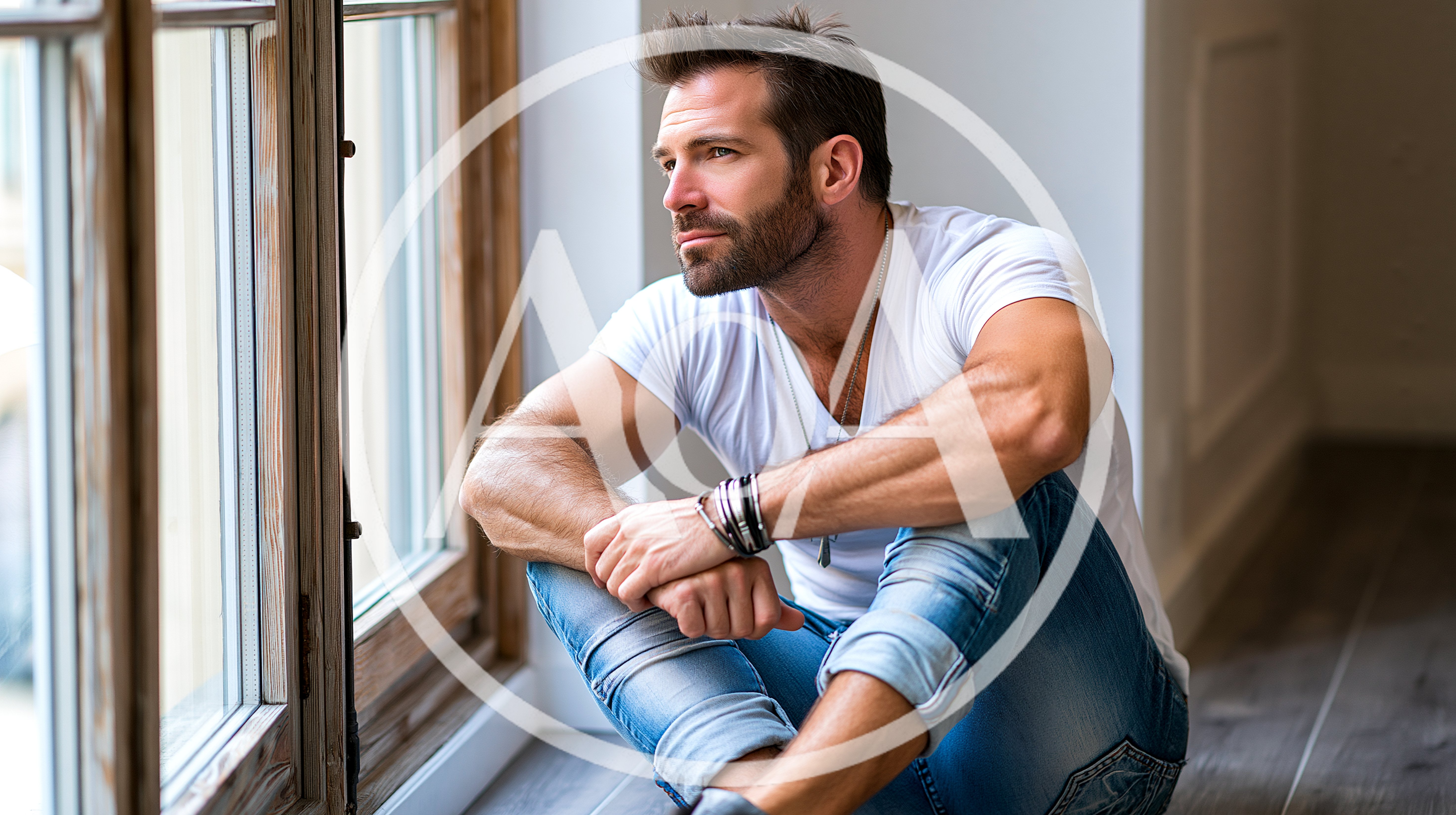 Pensive Man Sitting By A Window