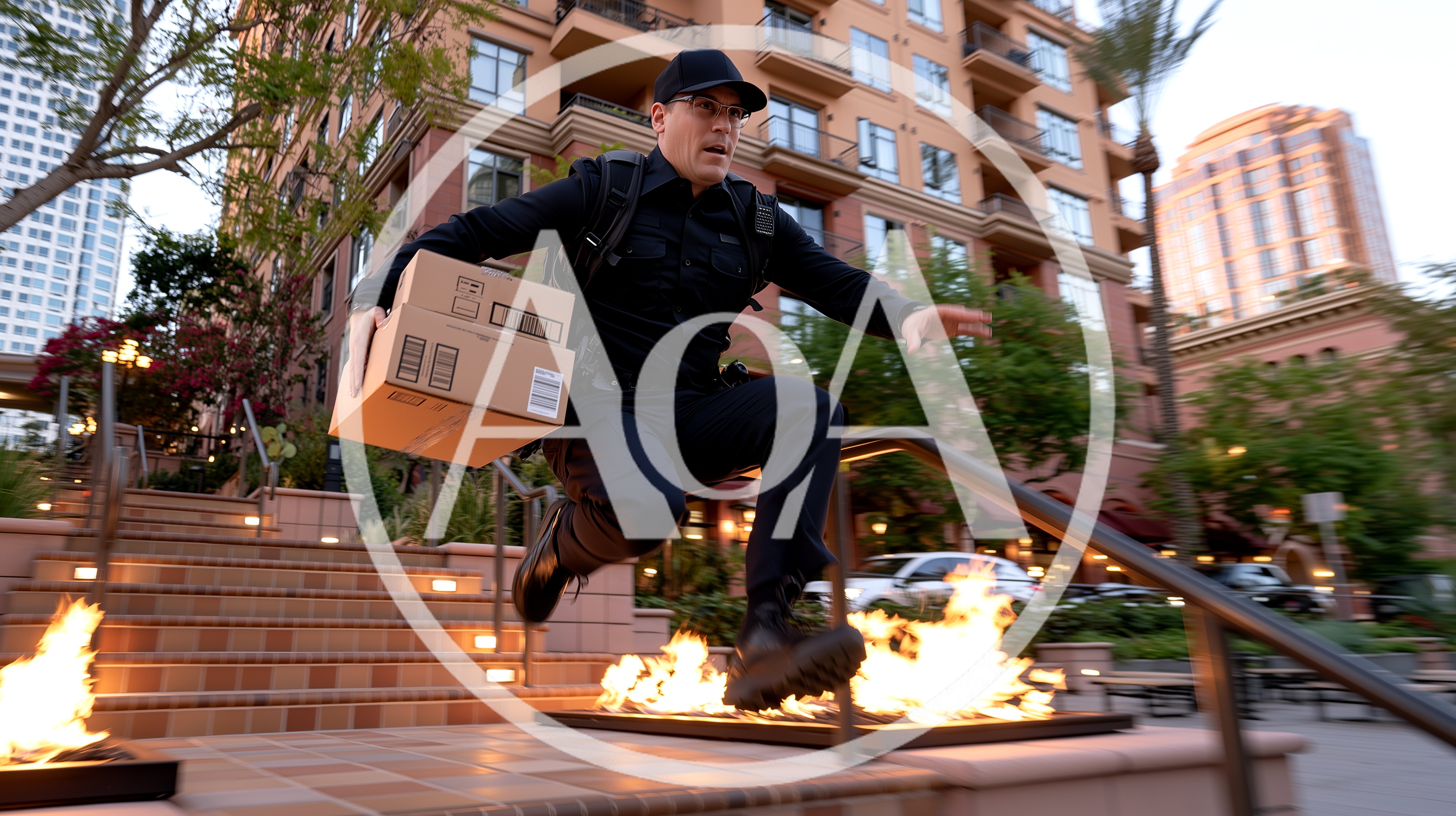 Delivery Driver Jumping Over Fire Pit