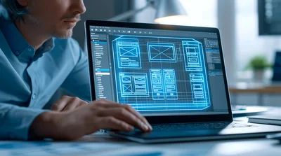 Software Developer Working On Website Wireframe Design