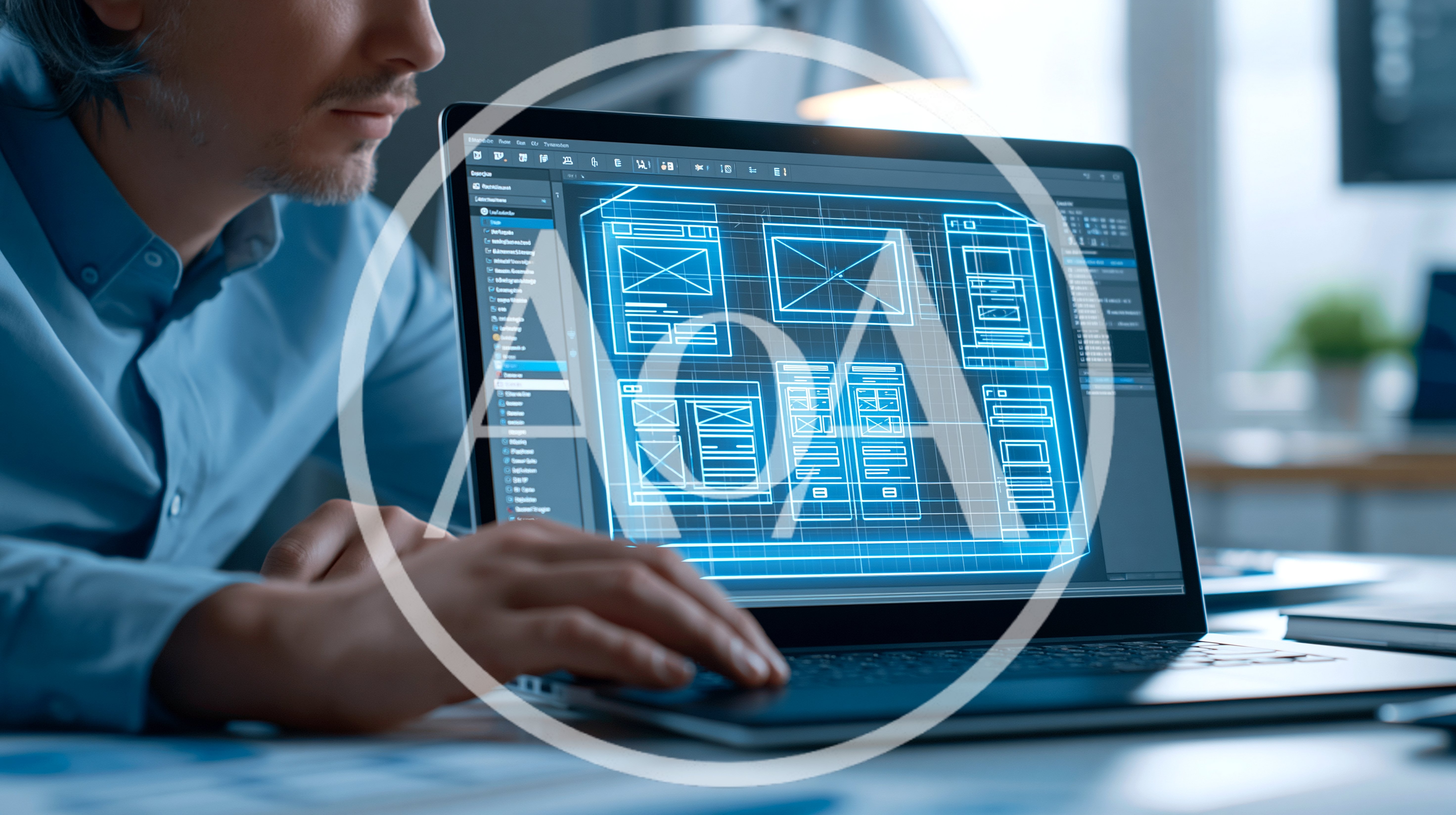 Software Developer Working On Website Wireframe Design
