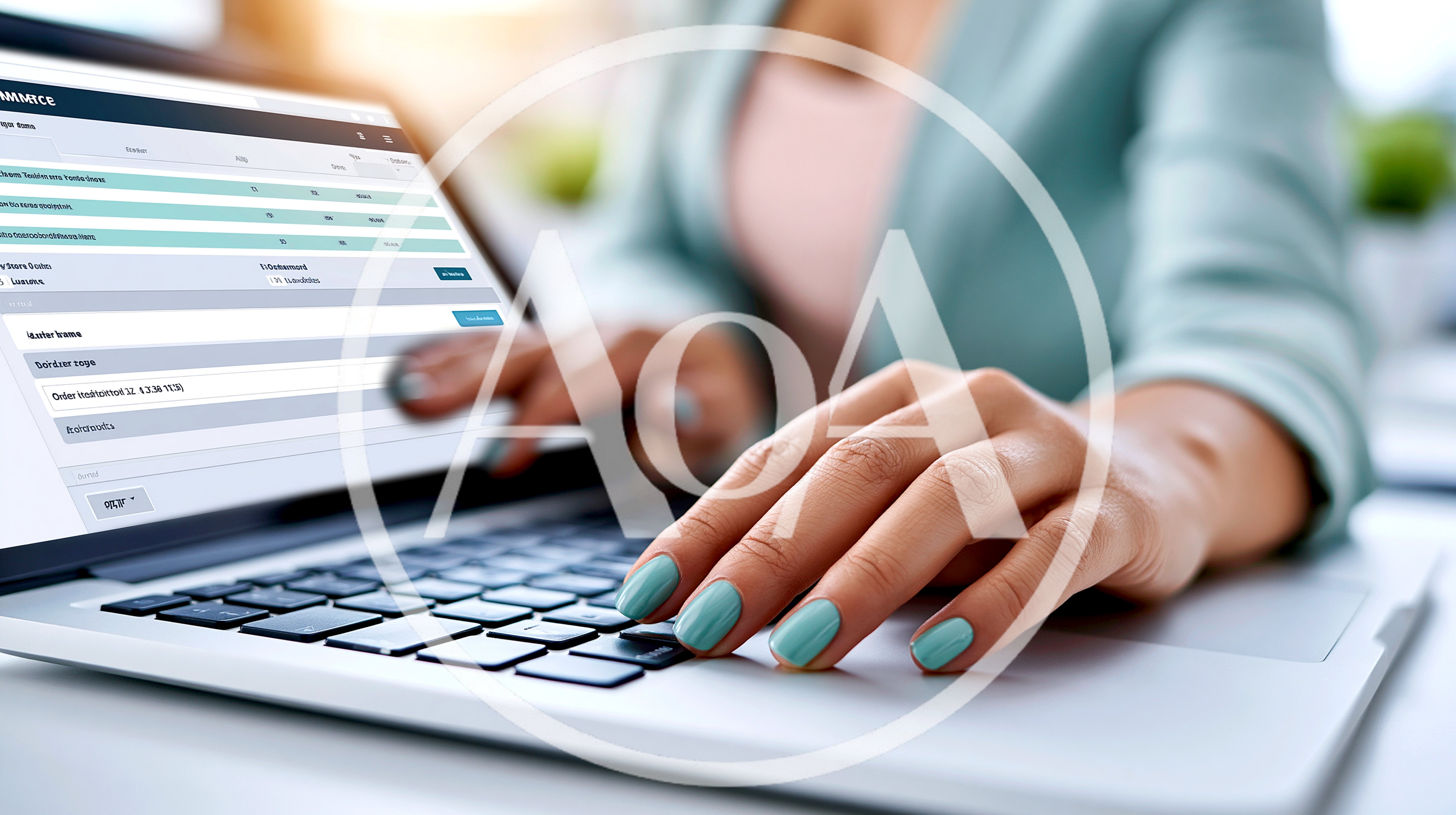 Professional Woman Working On Laptop In Office Setting