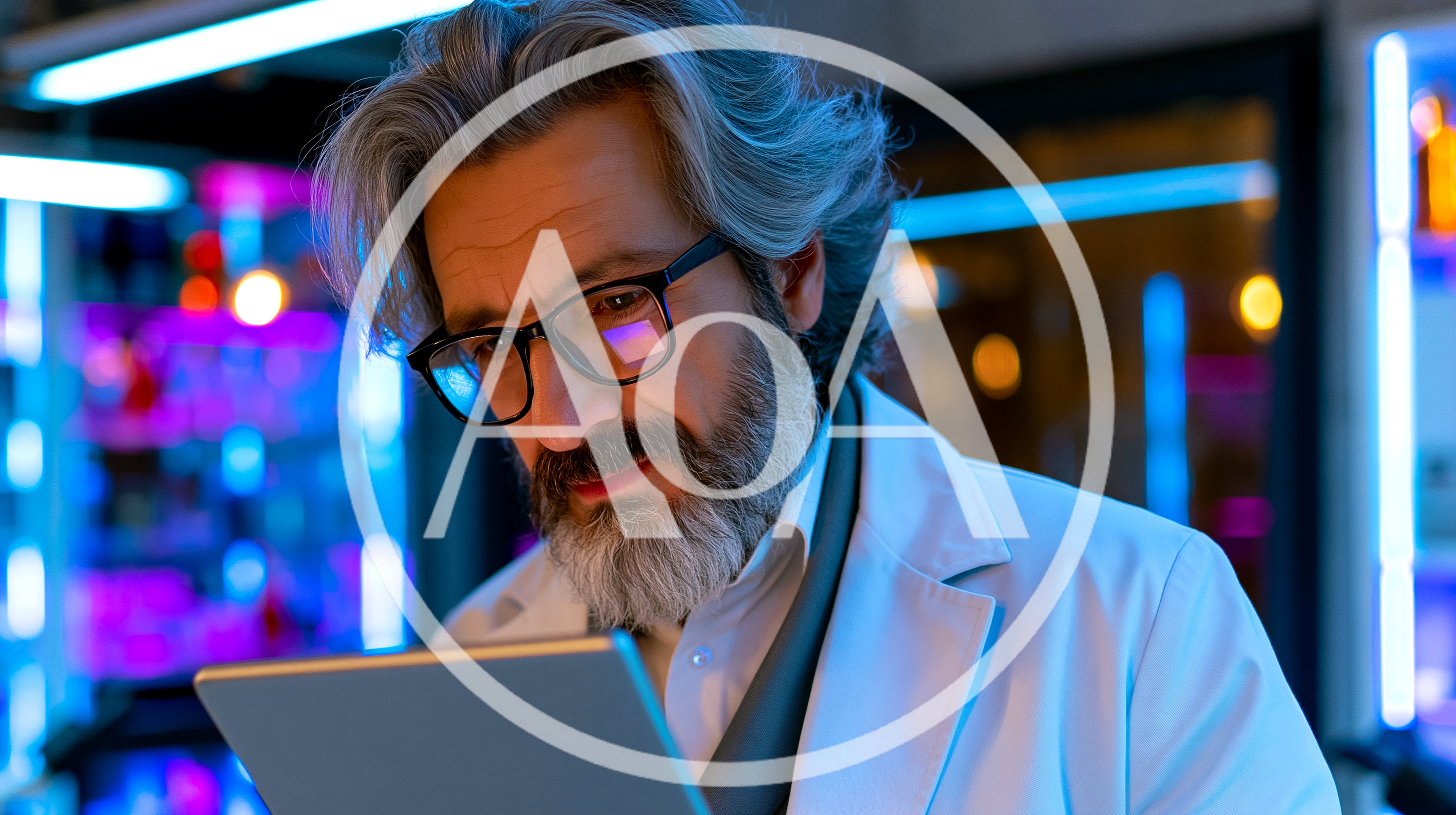 Mature Scientist Analyzing Data On A Digital Tablet