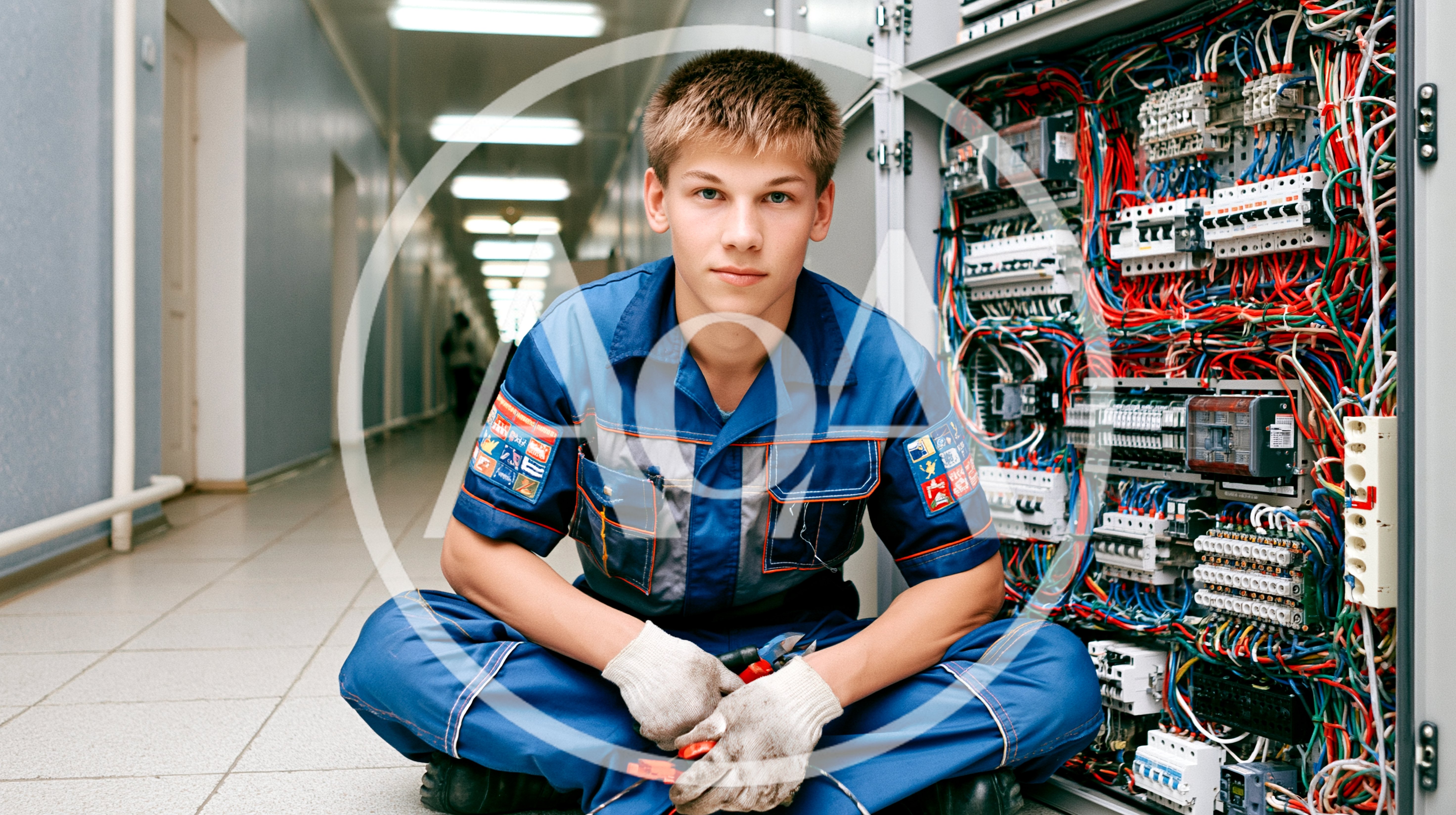 Young Electrician Working On Industrial Electrical Control Panel