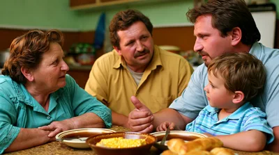 Multigenerational Family Having Dinner Together at Home